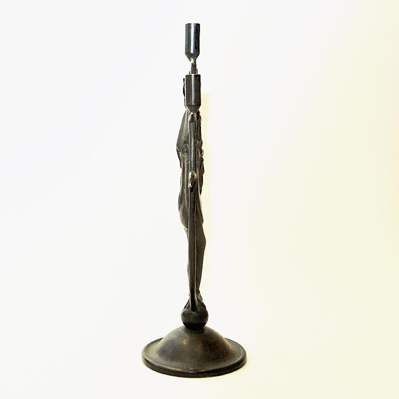 Swedish Bronze Candleholder by Oscar Antonsson for Ystad Metall, Sweden, 1930s For Sale