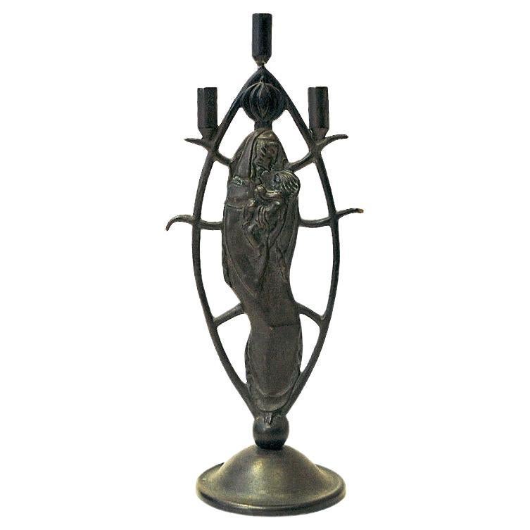 Bronze Candleholder by Oscar Antonsson for Ystad Metall, Sweden, 1930s For Sale