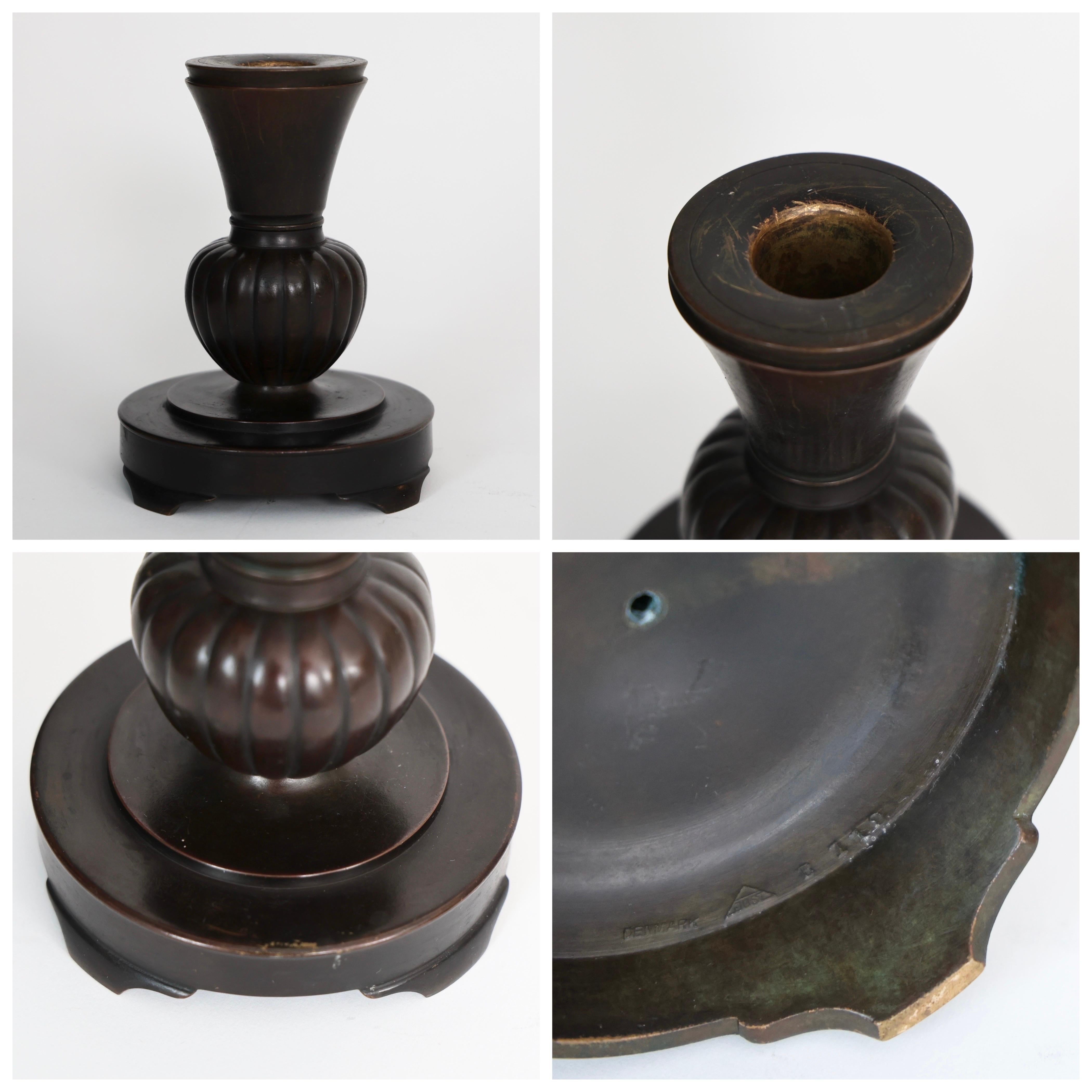 Bronze Candleholders by Just Andersen, 1920s, Denmark For Sale 4