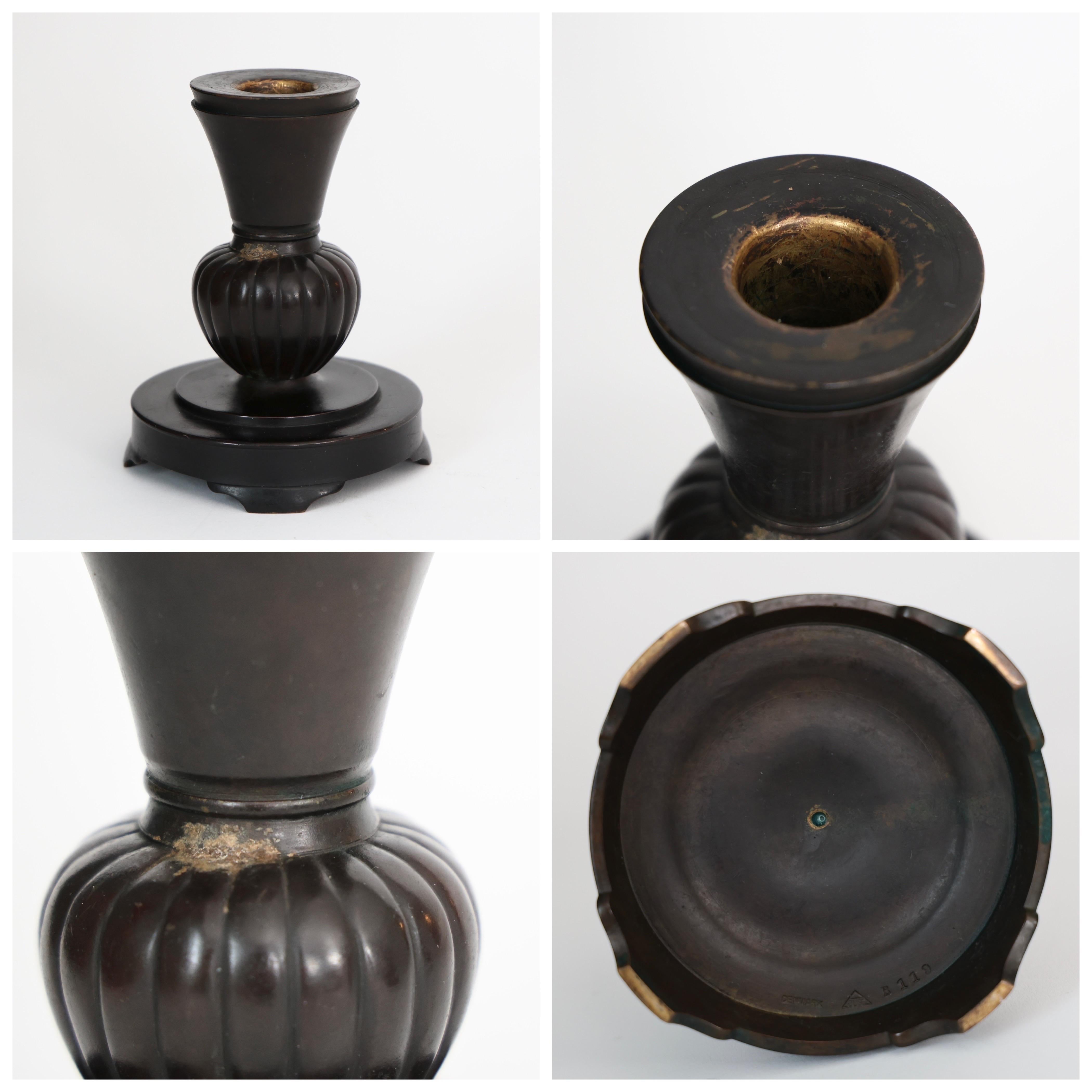 Bronze Candleholders by Just Andersen, 1920s, Denmark For Sale 5