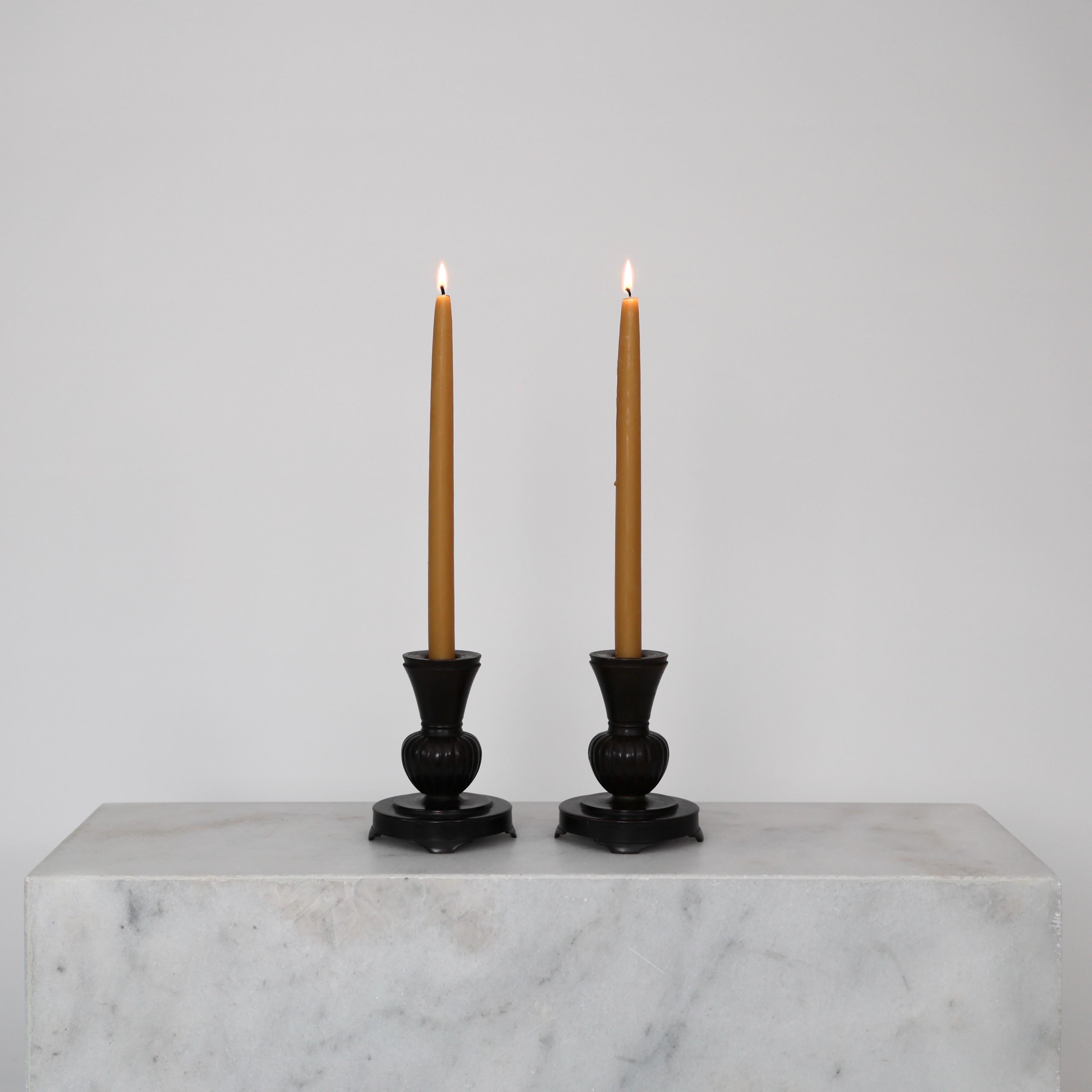 Early 20th Century Bronze Candleholders by Just Andersen, 1920s, Denmark For Sale