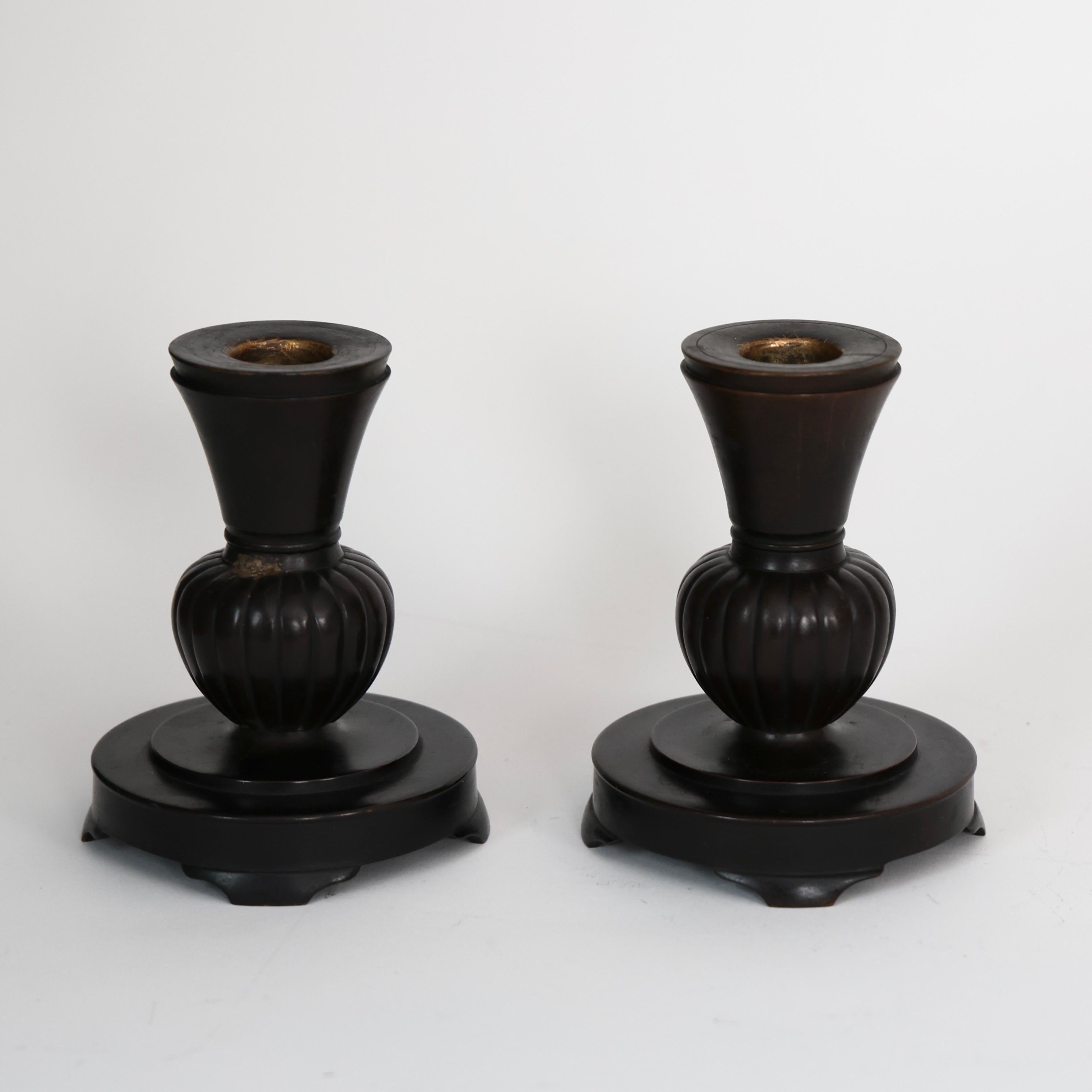 Bronze Candleholders by Just Andersen, 1920s, Denmark For Sale 1
