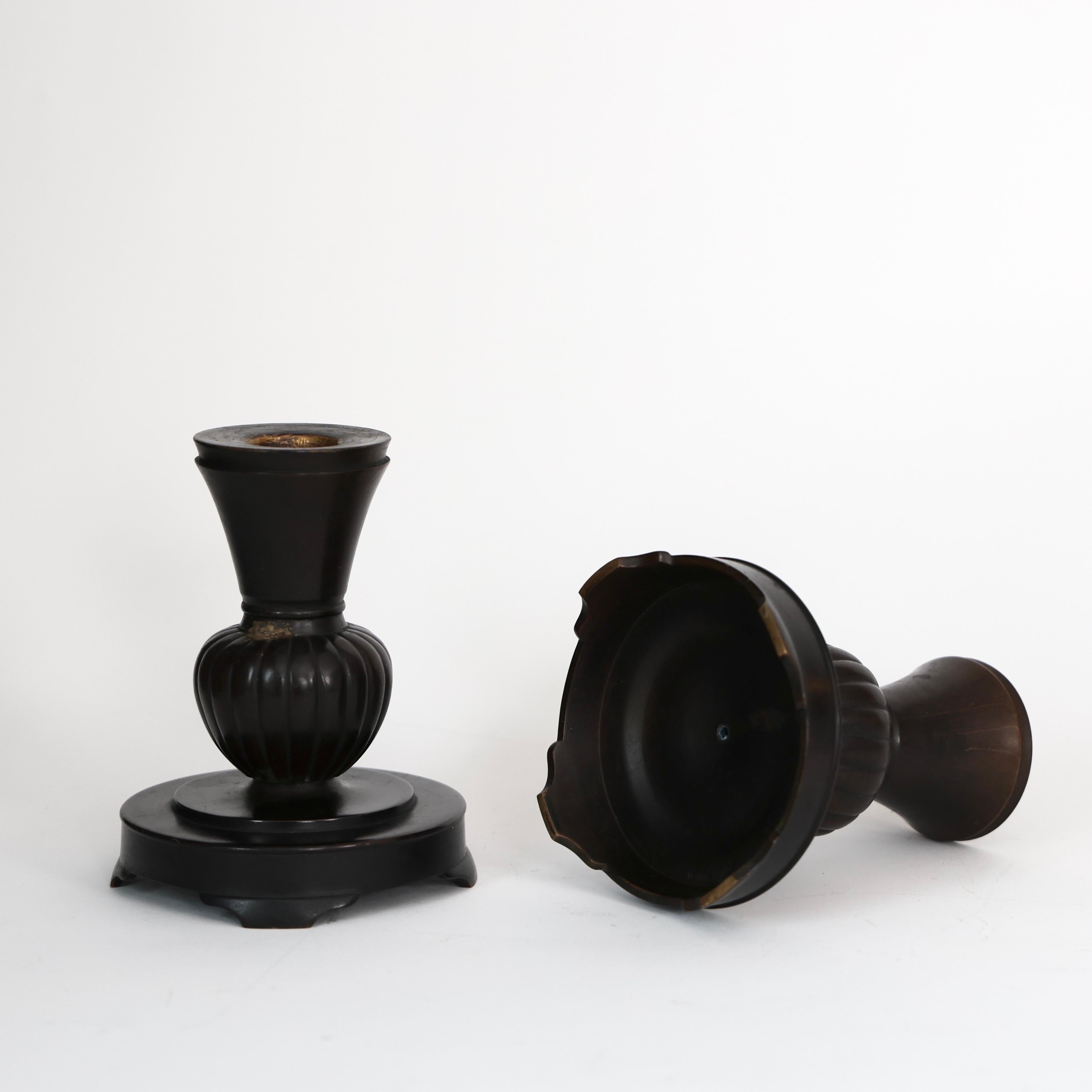 Bronze Candleholders by Just Andersen, 1920s, Denmark For Sale 3