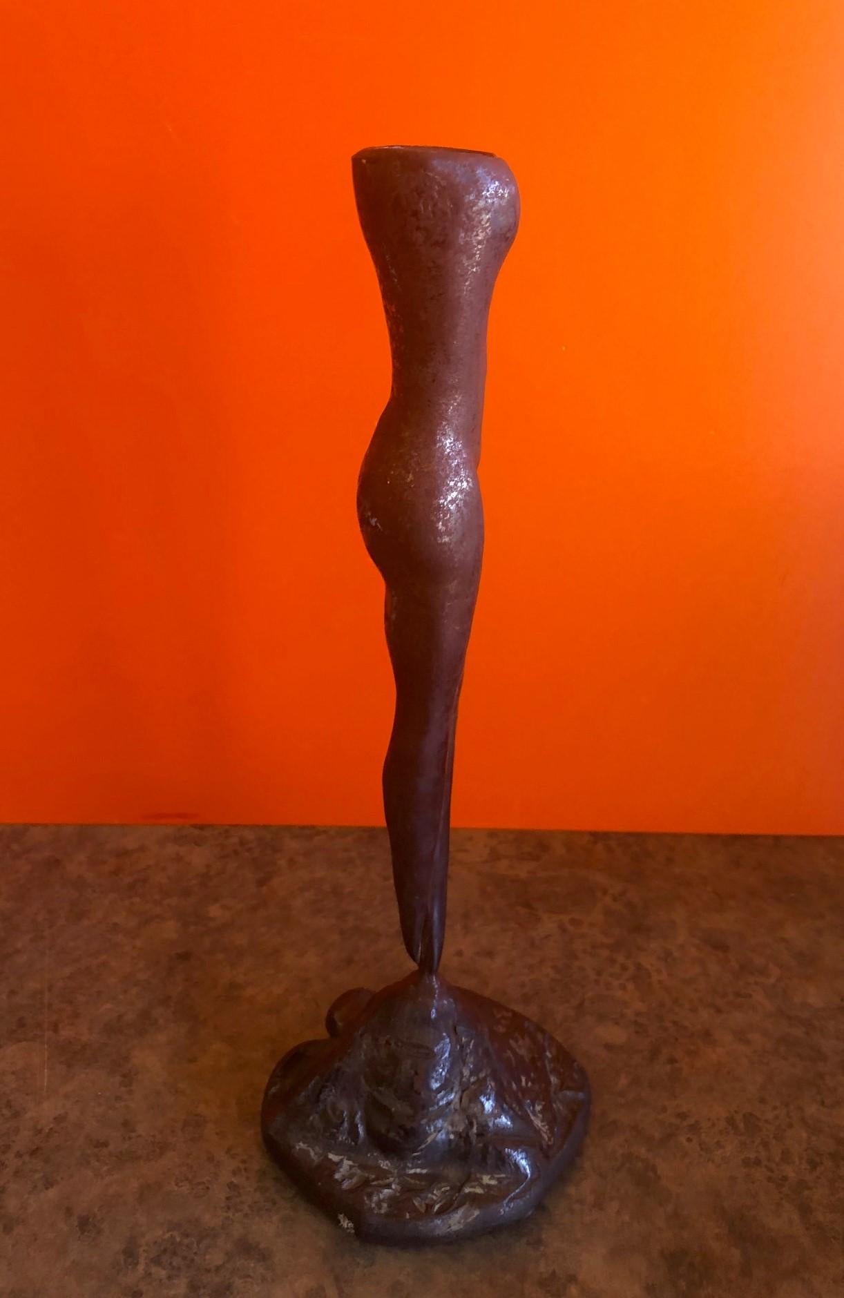 American Bronze Candlestick of a Nude Woman