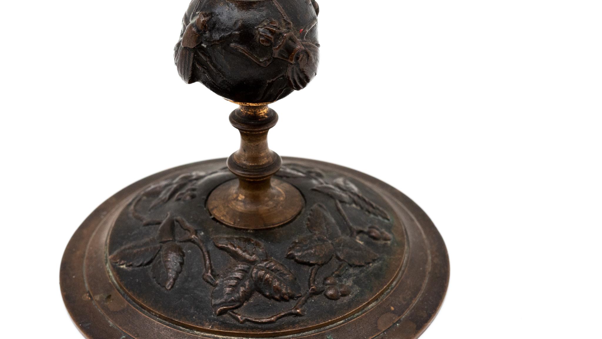 Bronze Candlestick Pair with Insect/Leaf Decoration, French, 19th Century 2