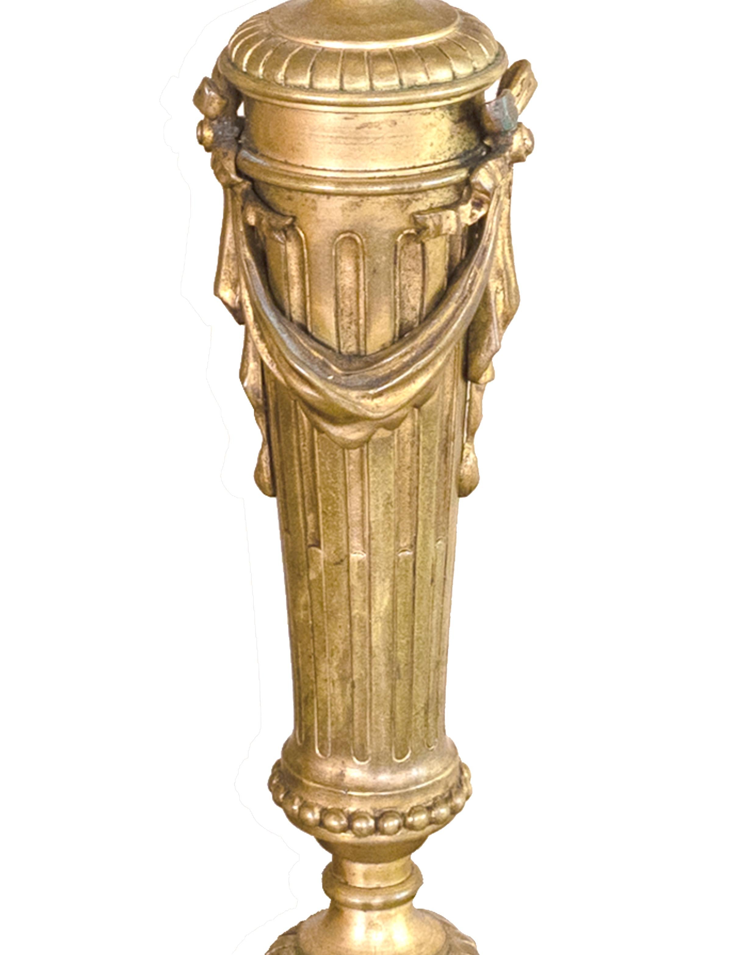 French Bronze Candlestick Table Lamp Napoleon III, Late 19th Century For Sale