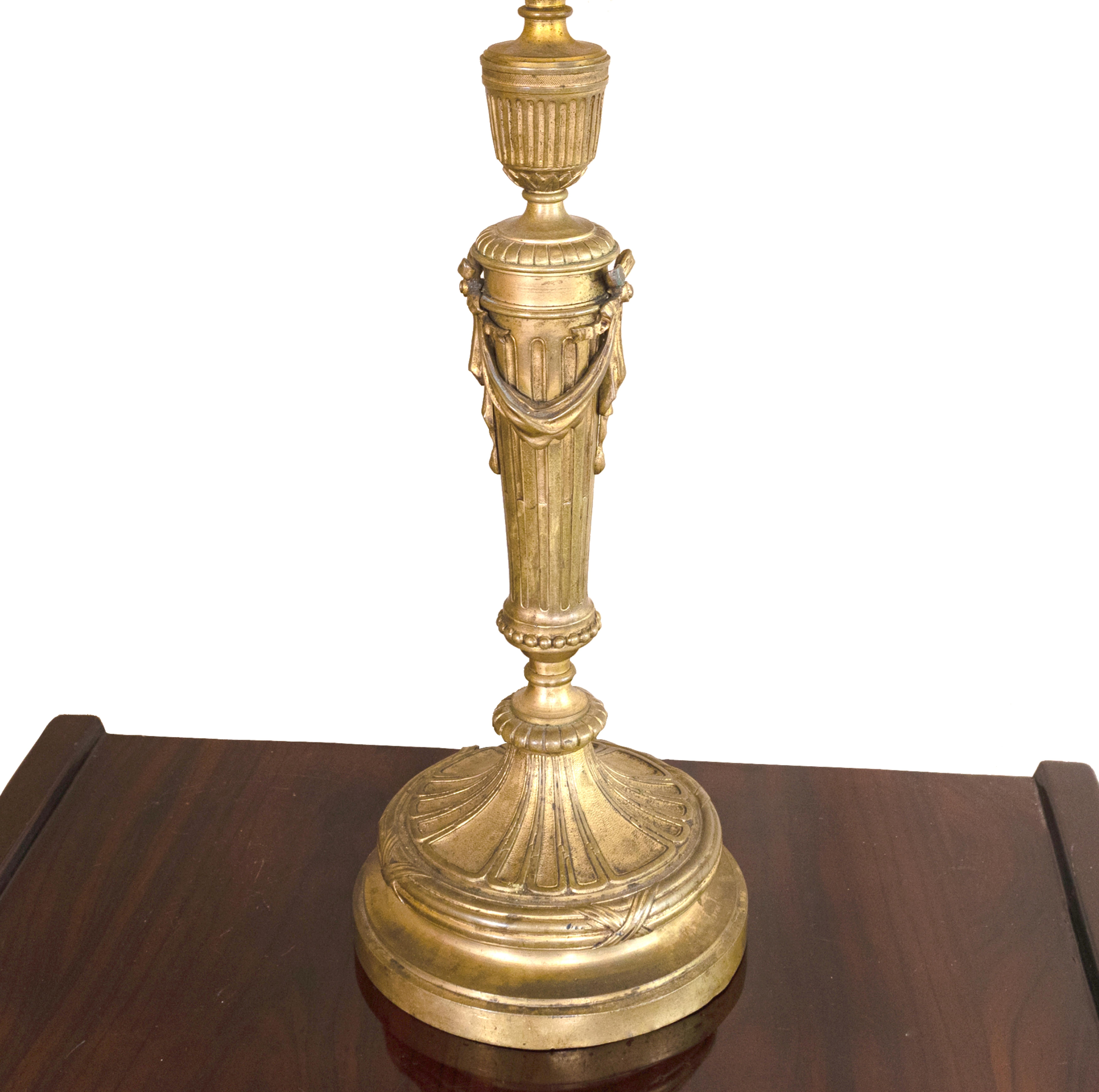 Gilt Bronze Candlestick Table Lamp Napoleon III, Late 19th Century For Sale