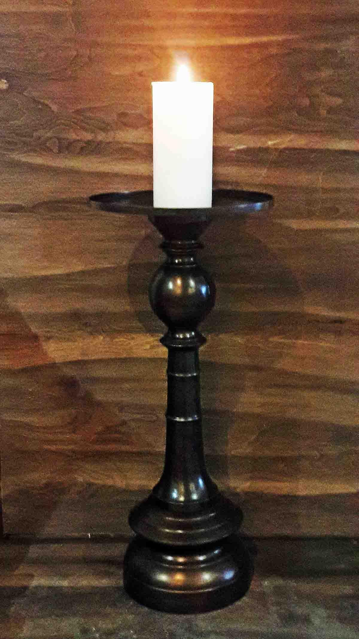 Contemporary Bronze Candlestick with Removable Top