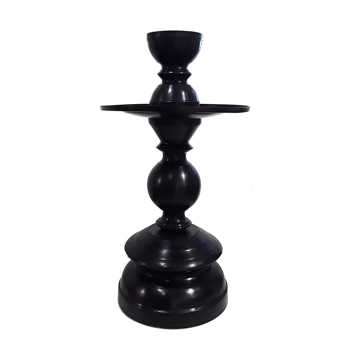 Modern Bronze Candlestick with Removable Top, Medium Size For Sale