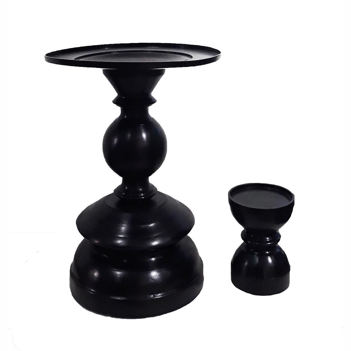 Forged Bronze Candlestick with Removable Top, Medium Size For Sale