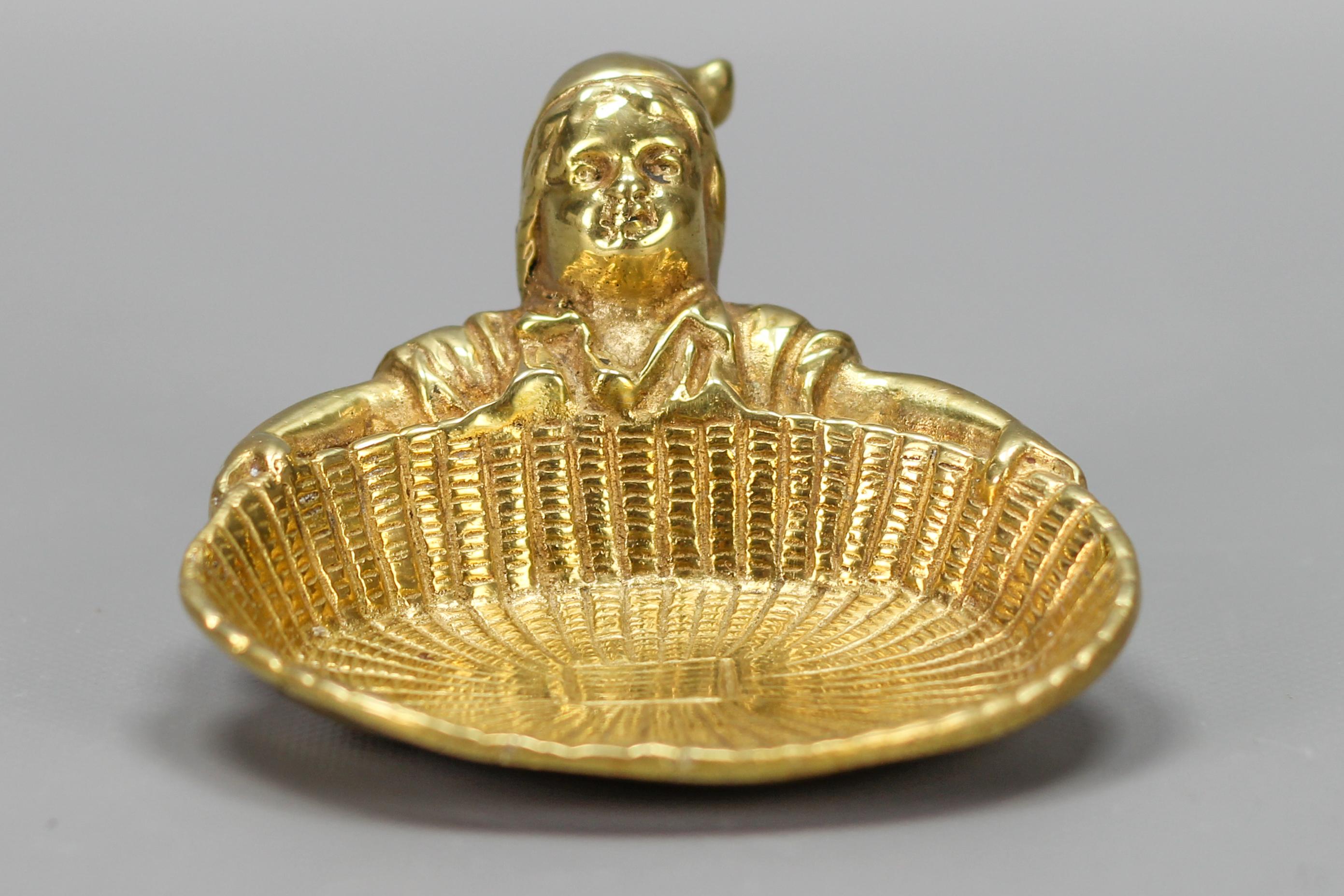 Art Deco Bronze Card Tray or Pin Tray, Vide-Poche Dwarf with a Basket