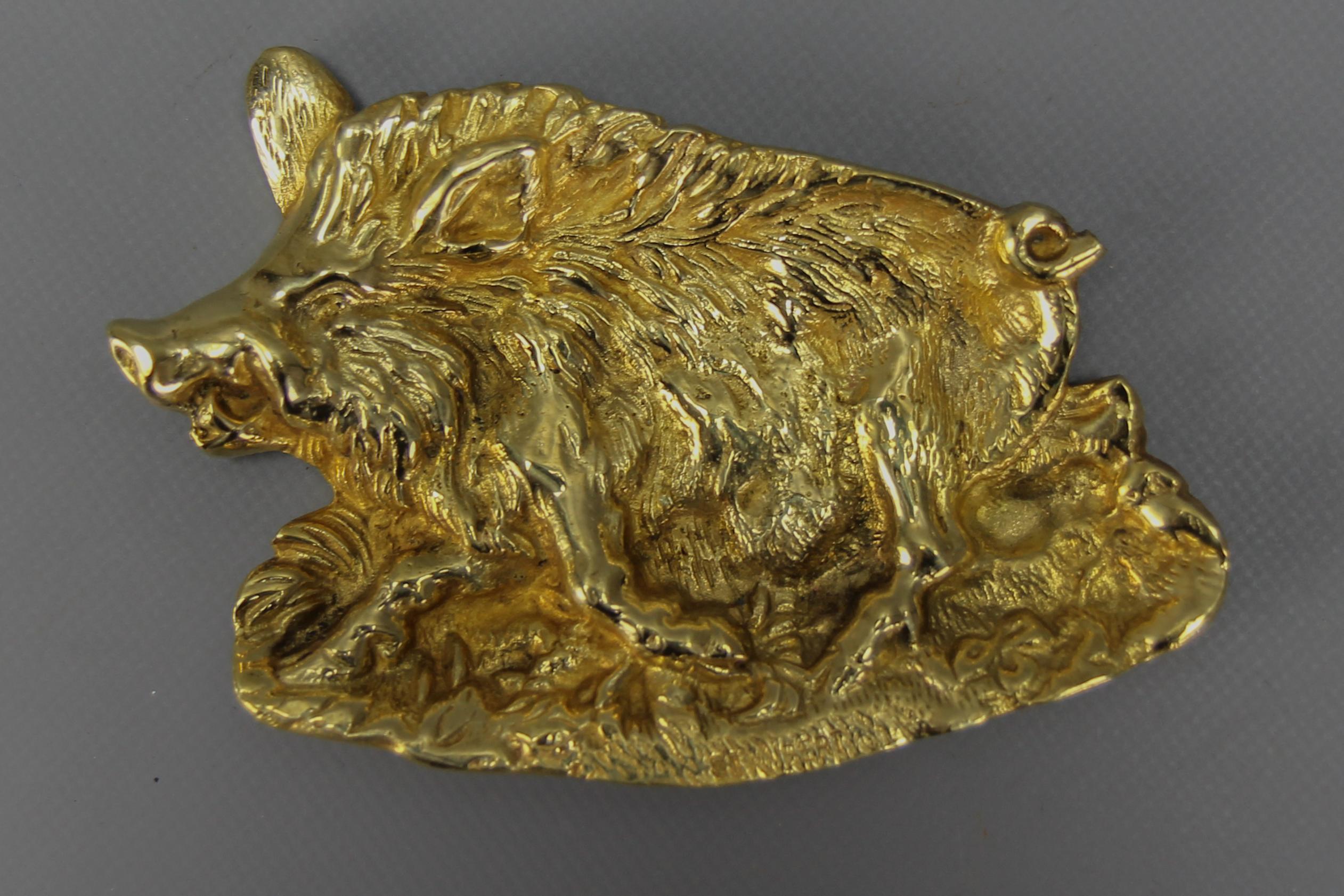 Bronze Card Tray or Pin Tray, Vide-Poche in a Shape of a Wild Boar For Sale 3