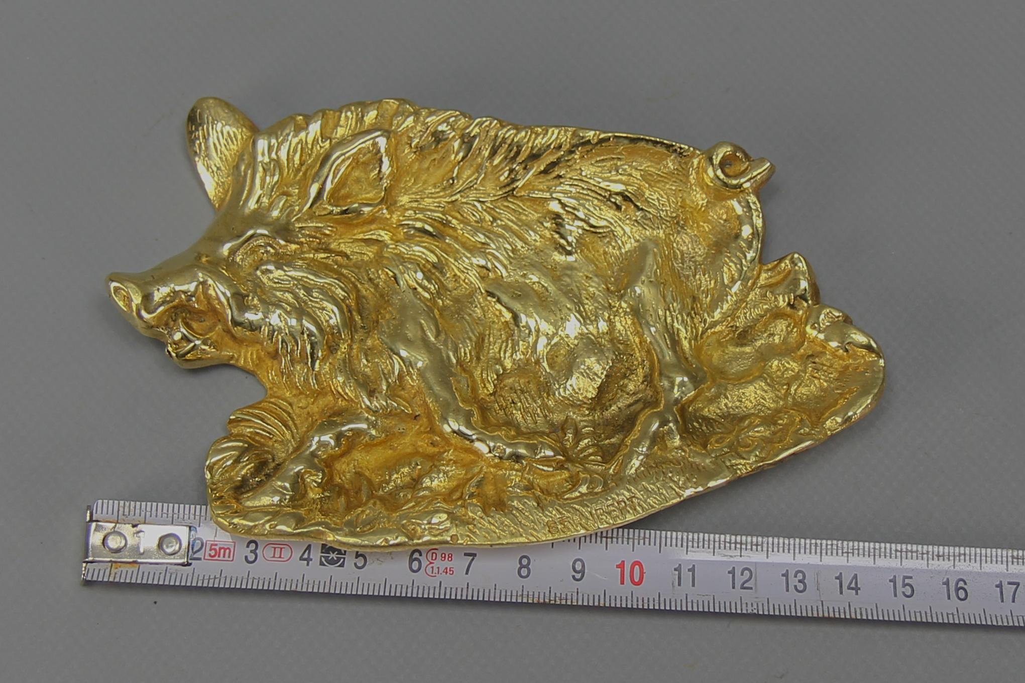 Bronze Card Tray or Pin Tray, Vide-Poche in a Shape of a Wild Boar For Sale 5