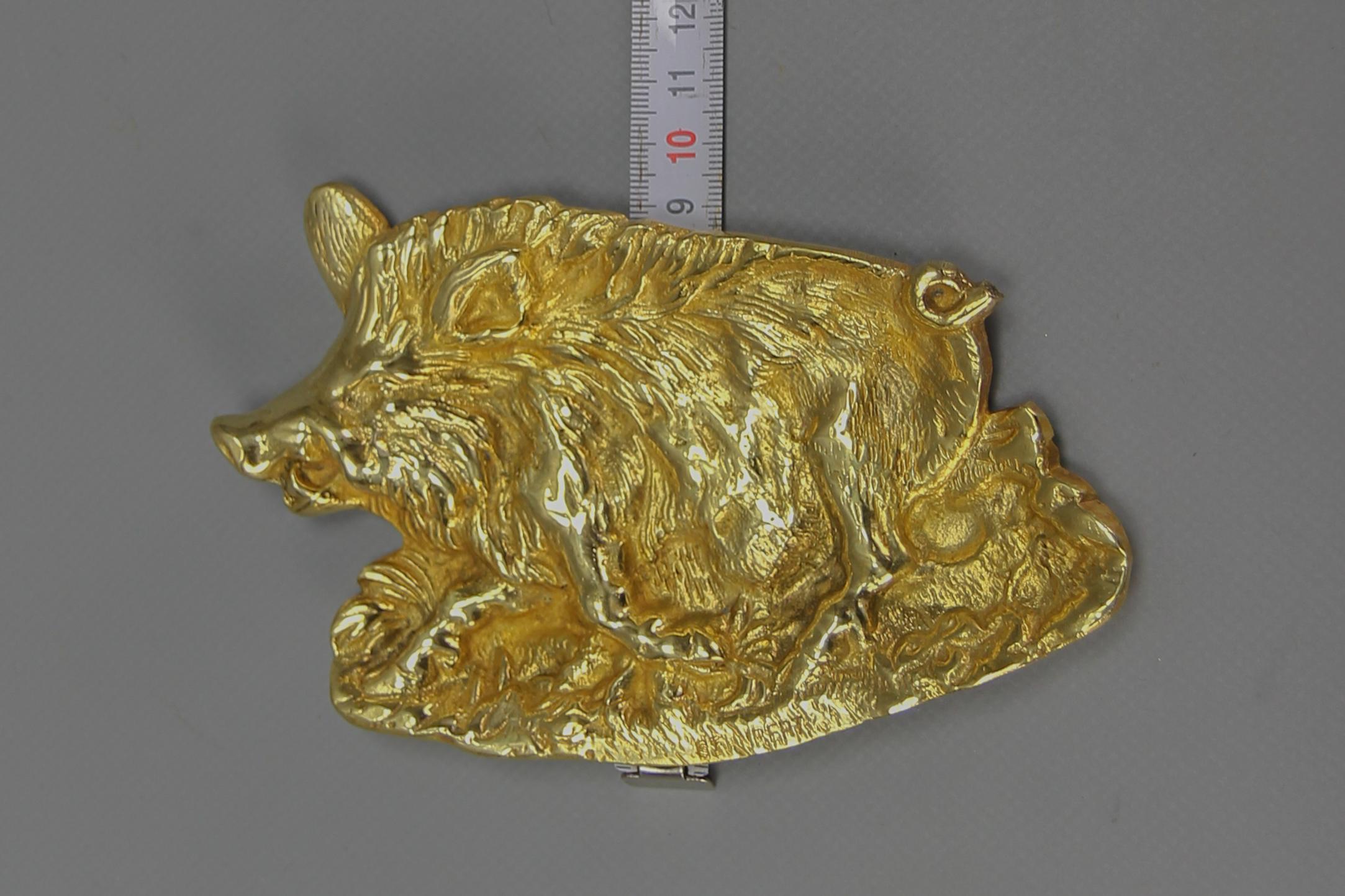 Bronze Card Tray or Pin Tray, Vide-Poche in a Shape of a Wild Boar For Sale 8