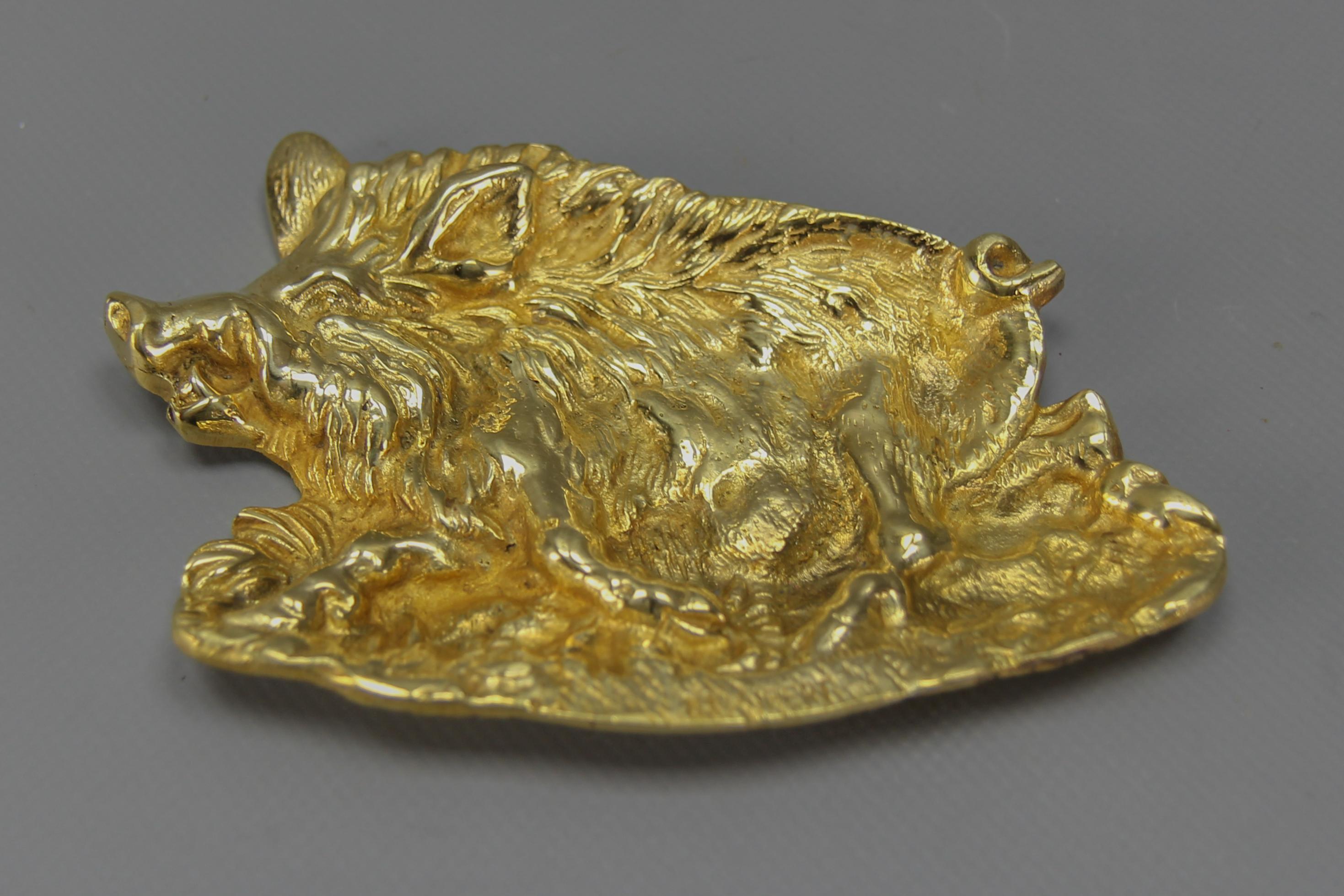 Kartentablett oder Anstecknadeltablett aus Bronze, Ablageschale in Form eines Wildfischs (Beaux Arts) im Angebot