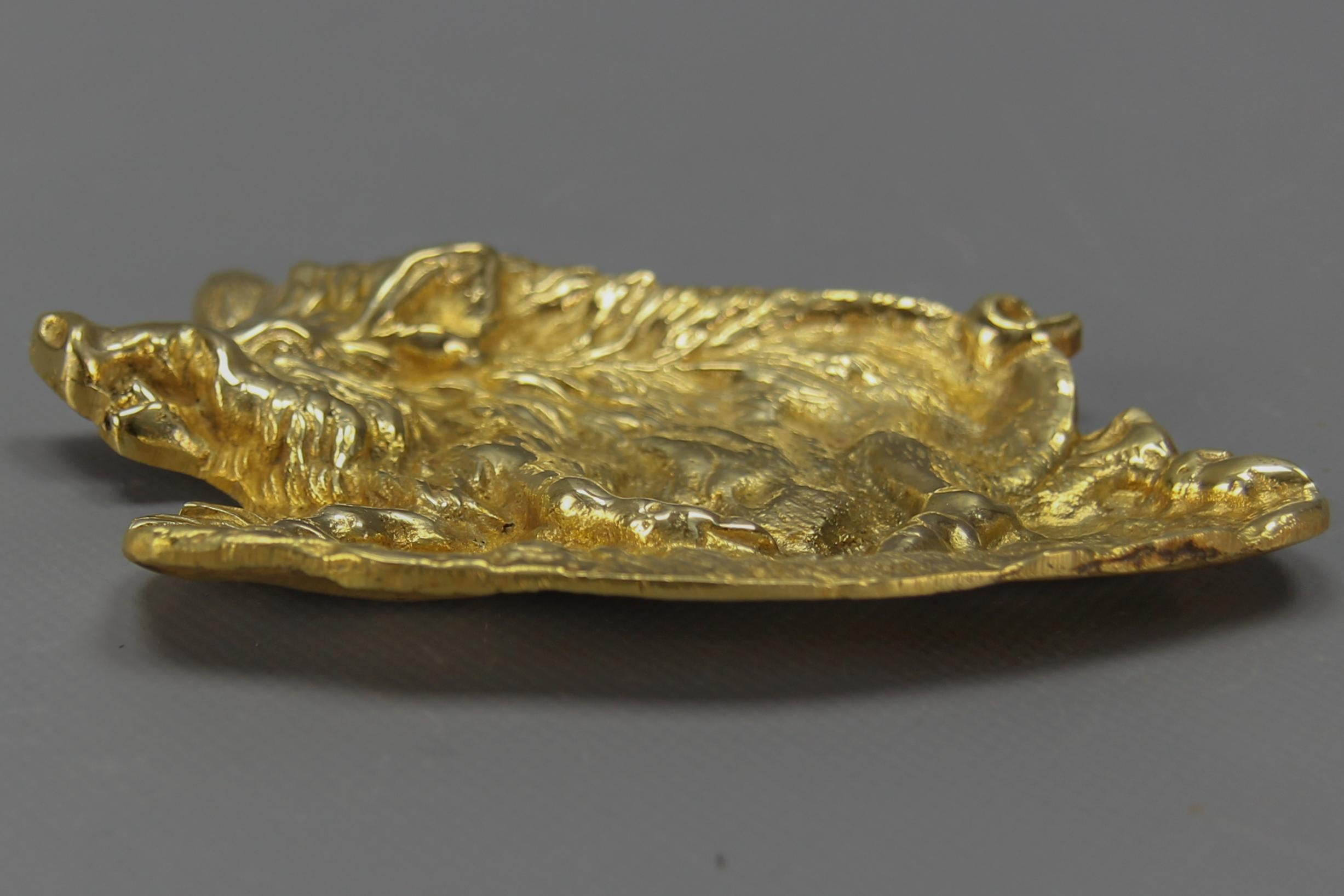 Beaux Arts Bronze Card Tray or Pin Tray, Vide-Poche in a Shape of a Wild Boar For Sale
