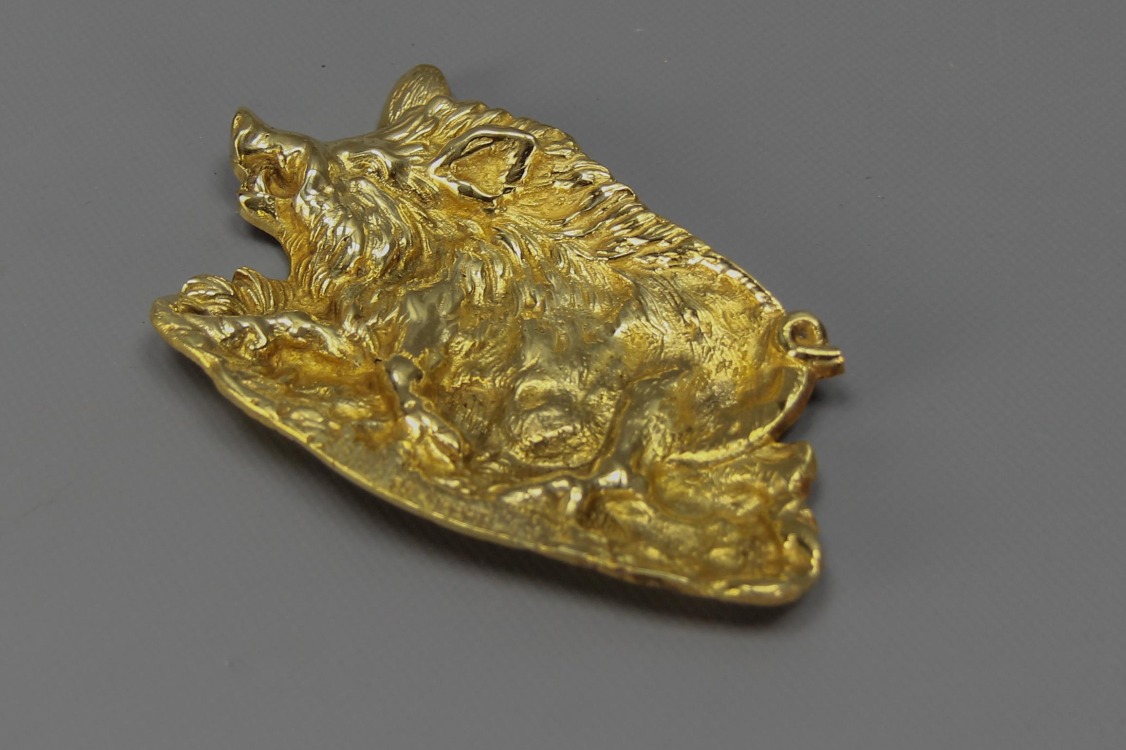 Bronze Card Tray or Pin Tray, Vide-Poche in a Shape of a Wild Boar In Good Condition For Sale In Barntrup, DE