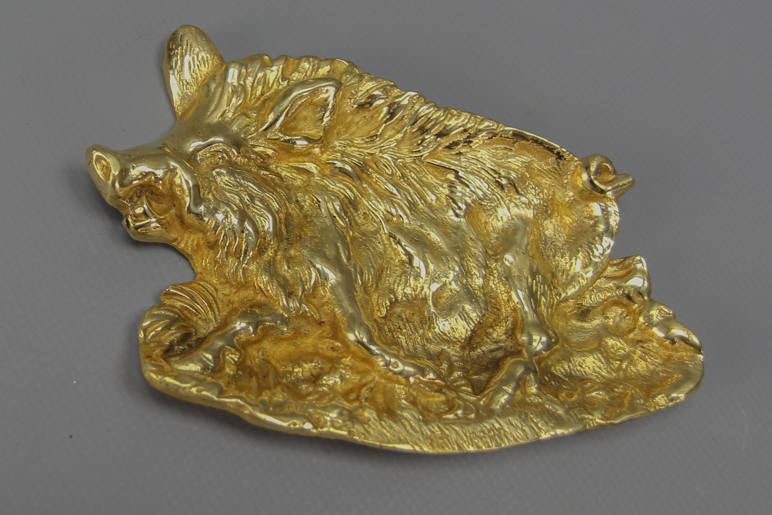 Bronze Card Tray or Pin Tray, Vide-Poche in a Shape of a Wild Boar For Sale 2