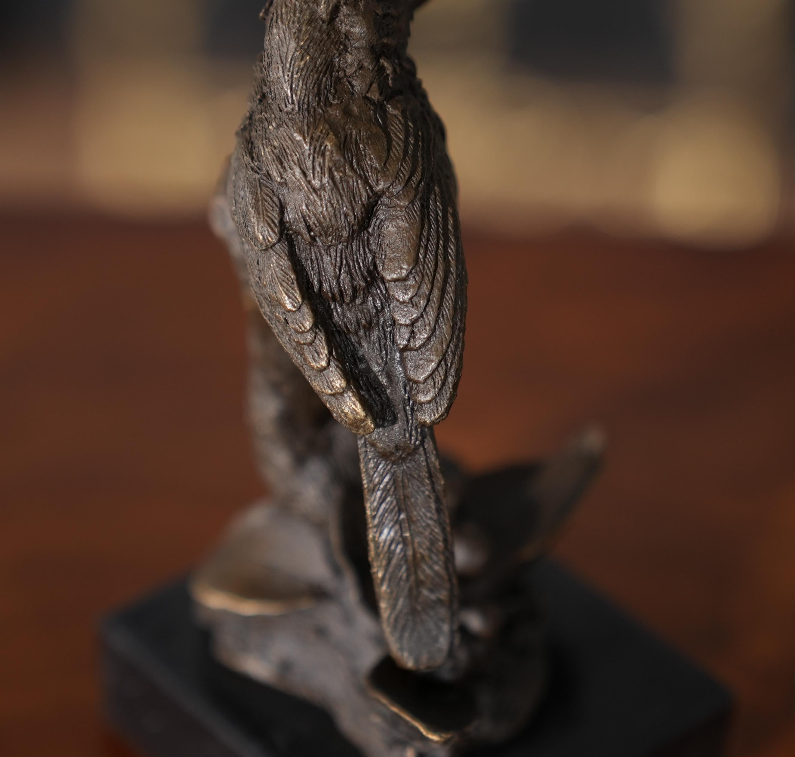Bronze Cardinal on Marble Base For Sale 1