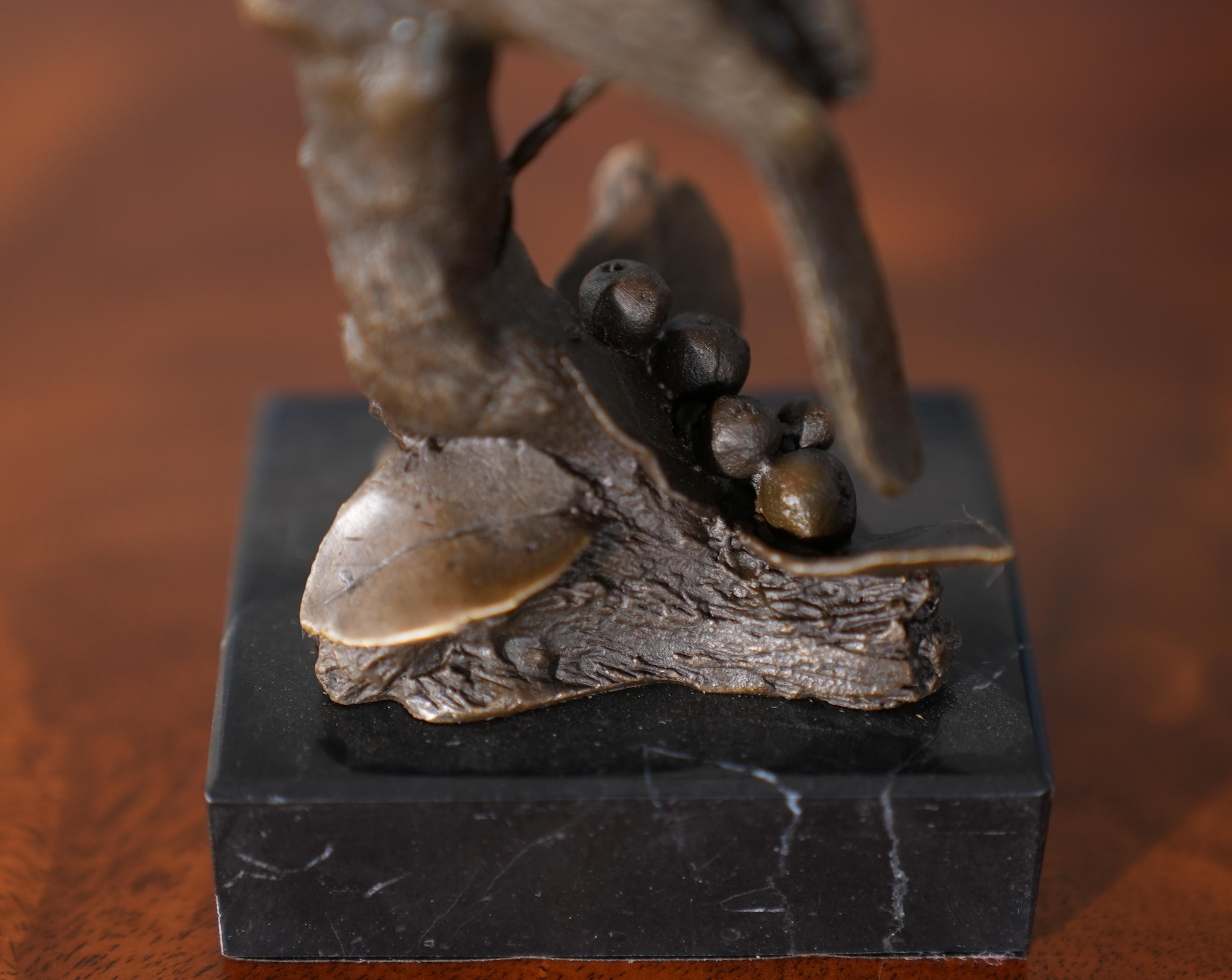 Bronze Cardinal on Marble Base For Sale 2