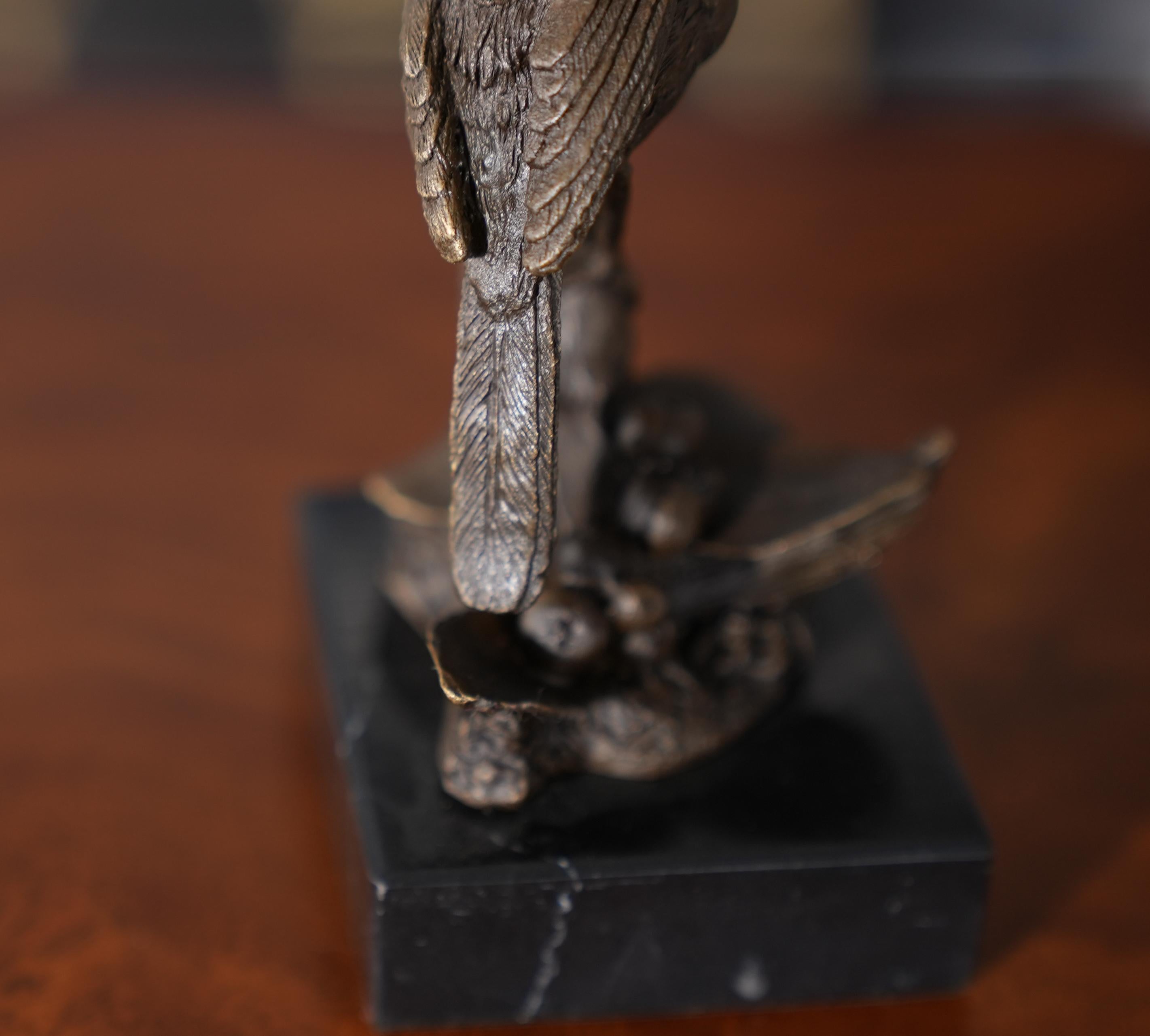 Bronze Cardinal on Marble Base For Sale 3