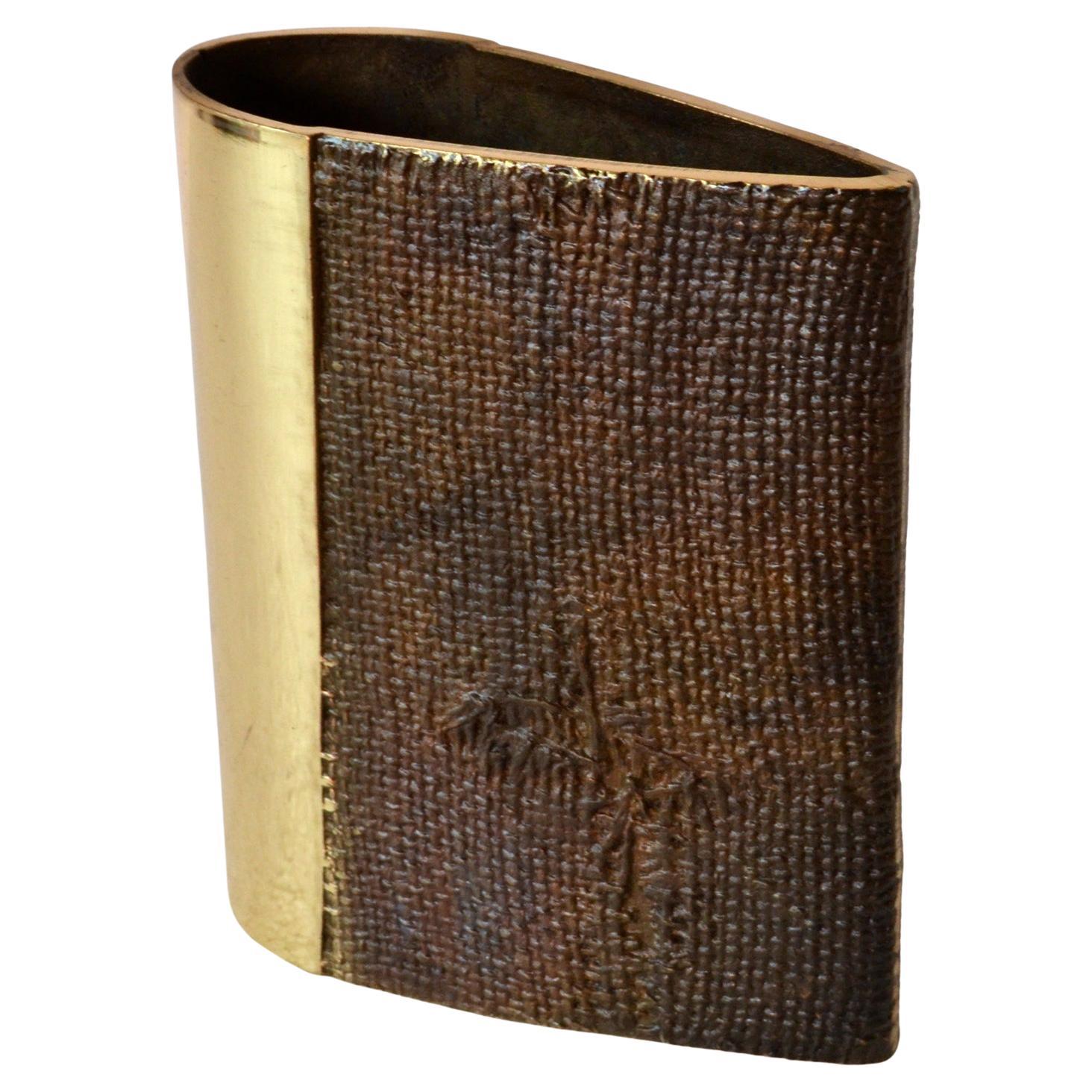 Bronze Cast Brutalist Vase by Saviato, Italy For Sale