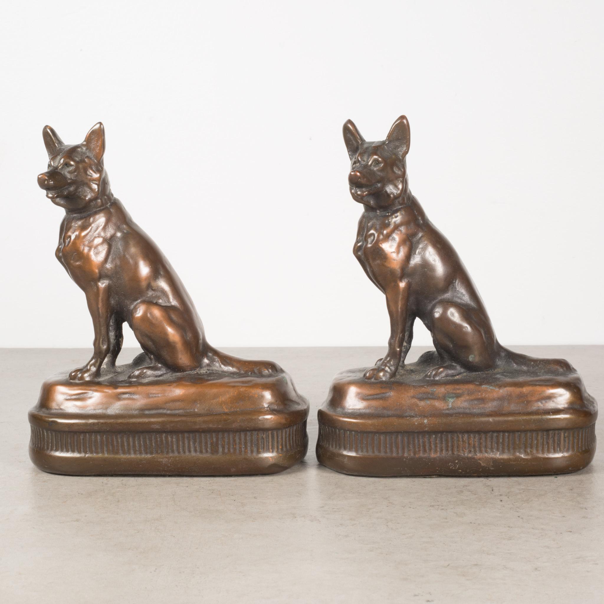 About

This is an original pair of Art Deco cast bronze German Shepherd bookends manufactured by Armor Bronze Company, New York USA. Both pieces have retained their original bronze finish and are in excellent condition with appropriate patina for