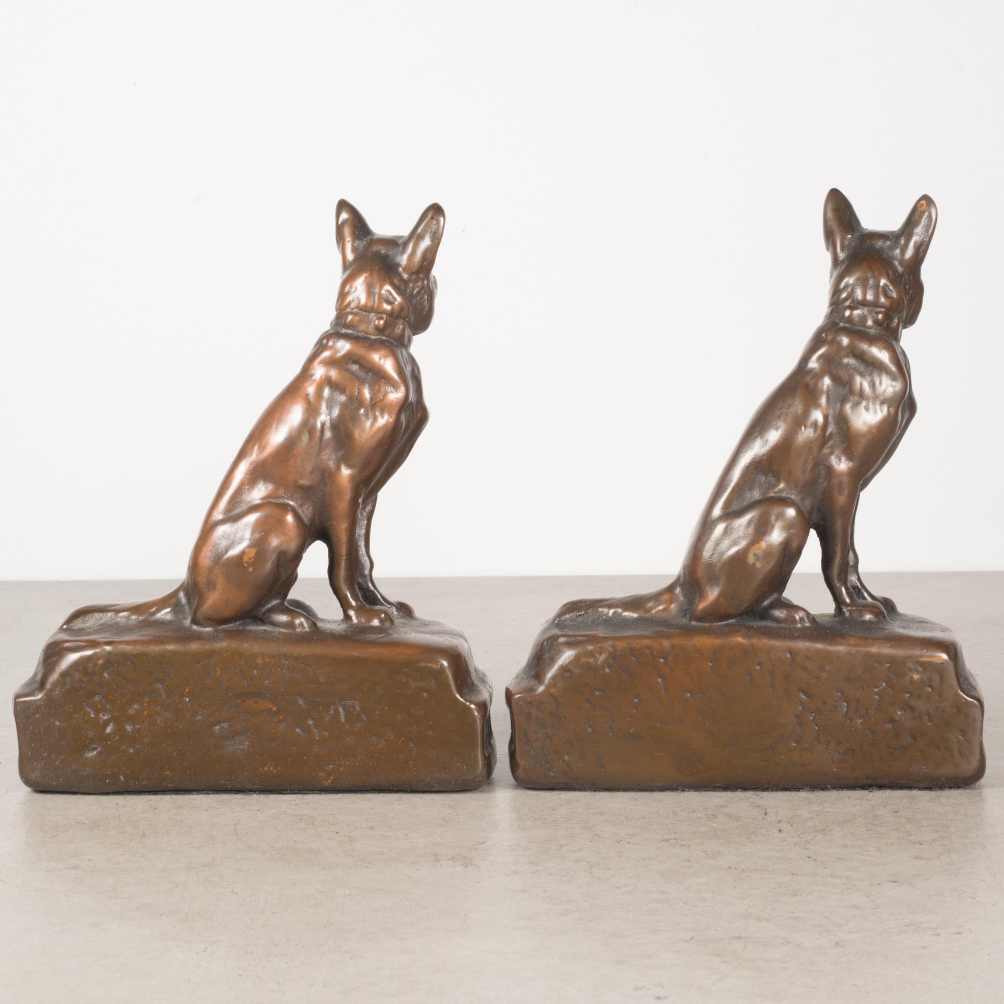 Bronze Cast German Shepherd Bookends by Armor Bronze, C.1930 In Good Condition In San Francisco, CA