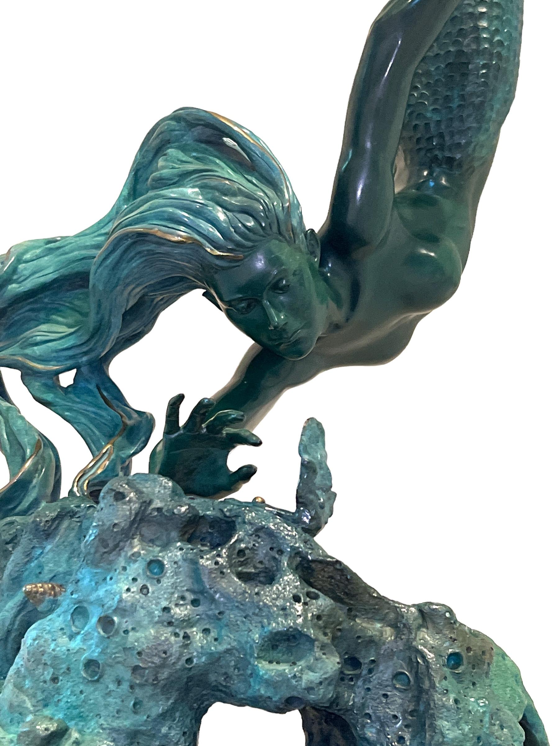 Américain Statue de sirène en bronze coulé Glory of the Deep en vente