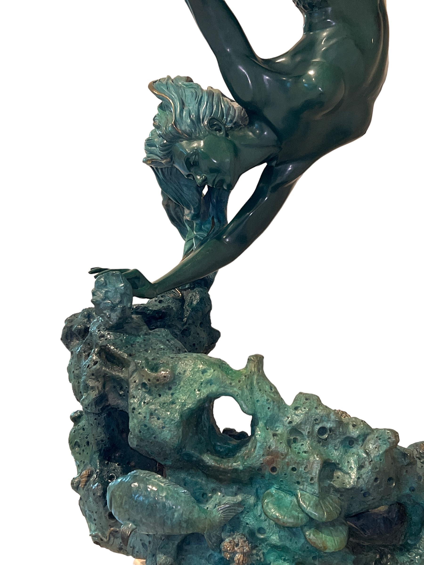 Bronze Statue de sirène en bronze coulé Glory of the Deep en vente