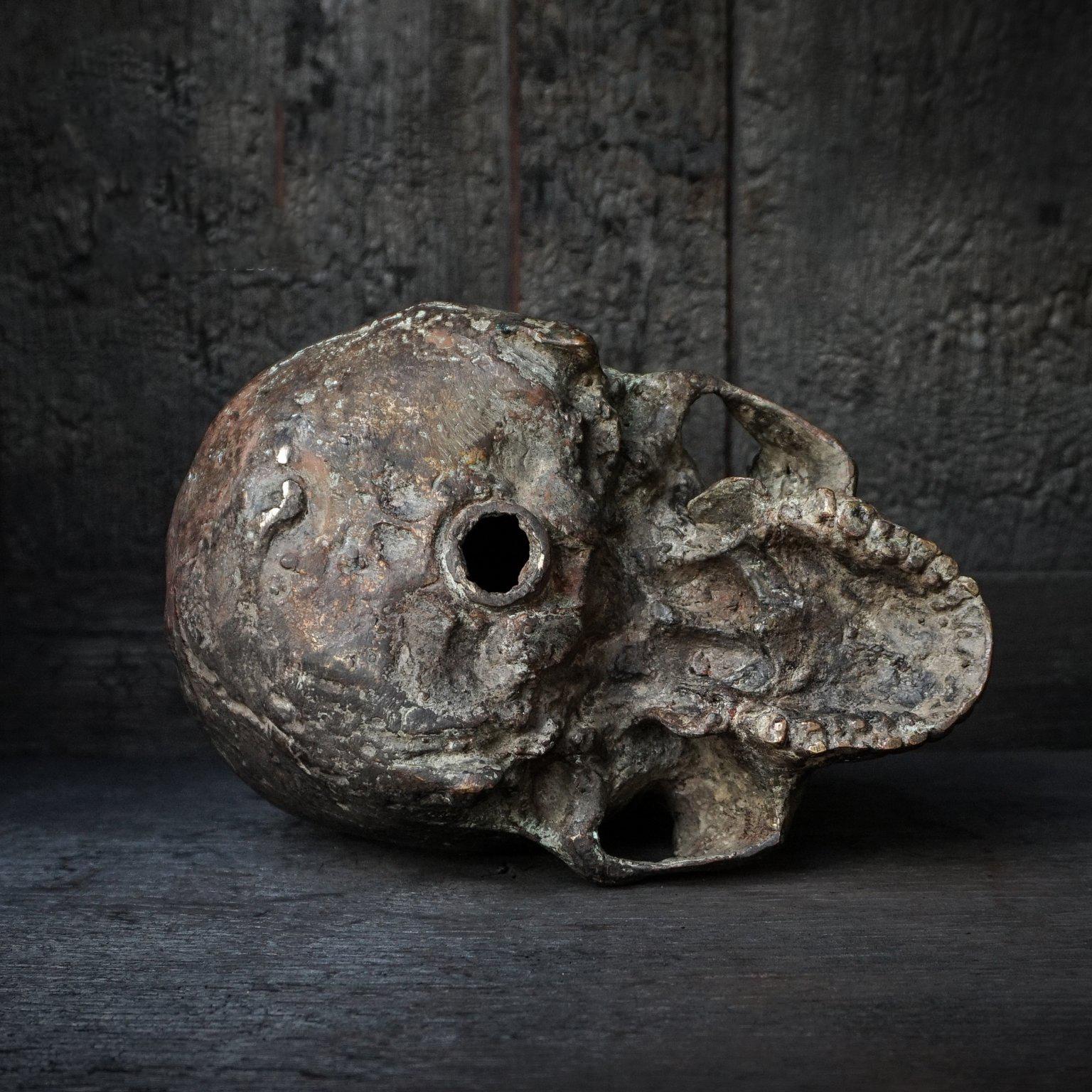 Mid-Century Modern Bronze Cast of a Human Skull