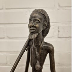 Bronzeguss-Statue eines afrikanischen Jägers, Afrika 1960er Jahre