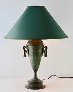 Bronze Cast Table Lamp with Original Patina, and Marble Base
