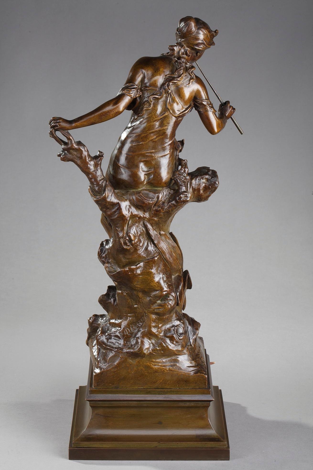 Bronze Casting Le Chant du Saule by Édouard Drouot (French, 1859-1945) 3