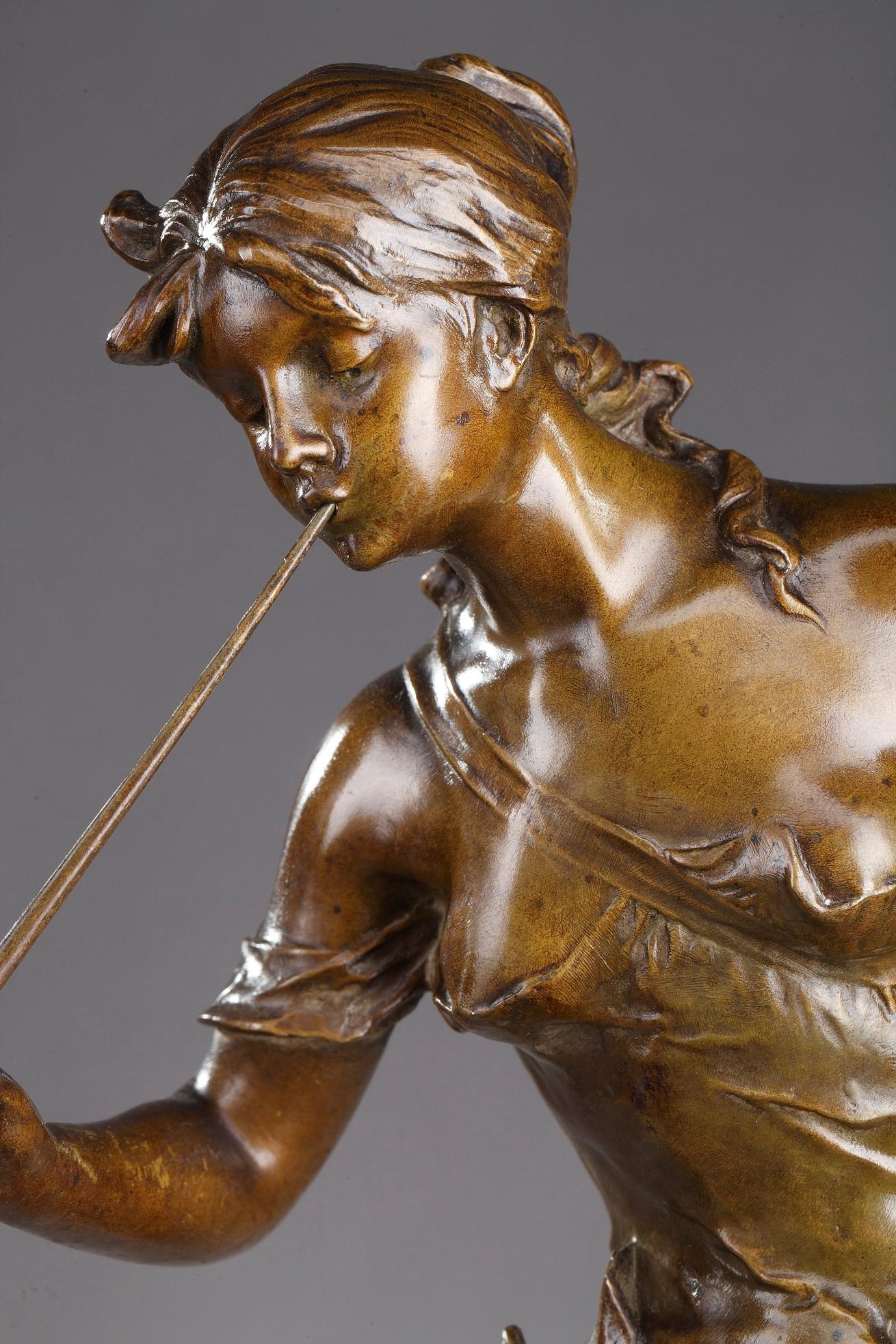 Patinated Bronze Casting Le Chant du Saule by Édouard Drouot (French, 1859-1945)