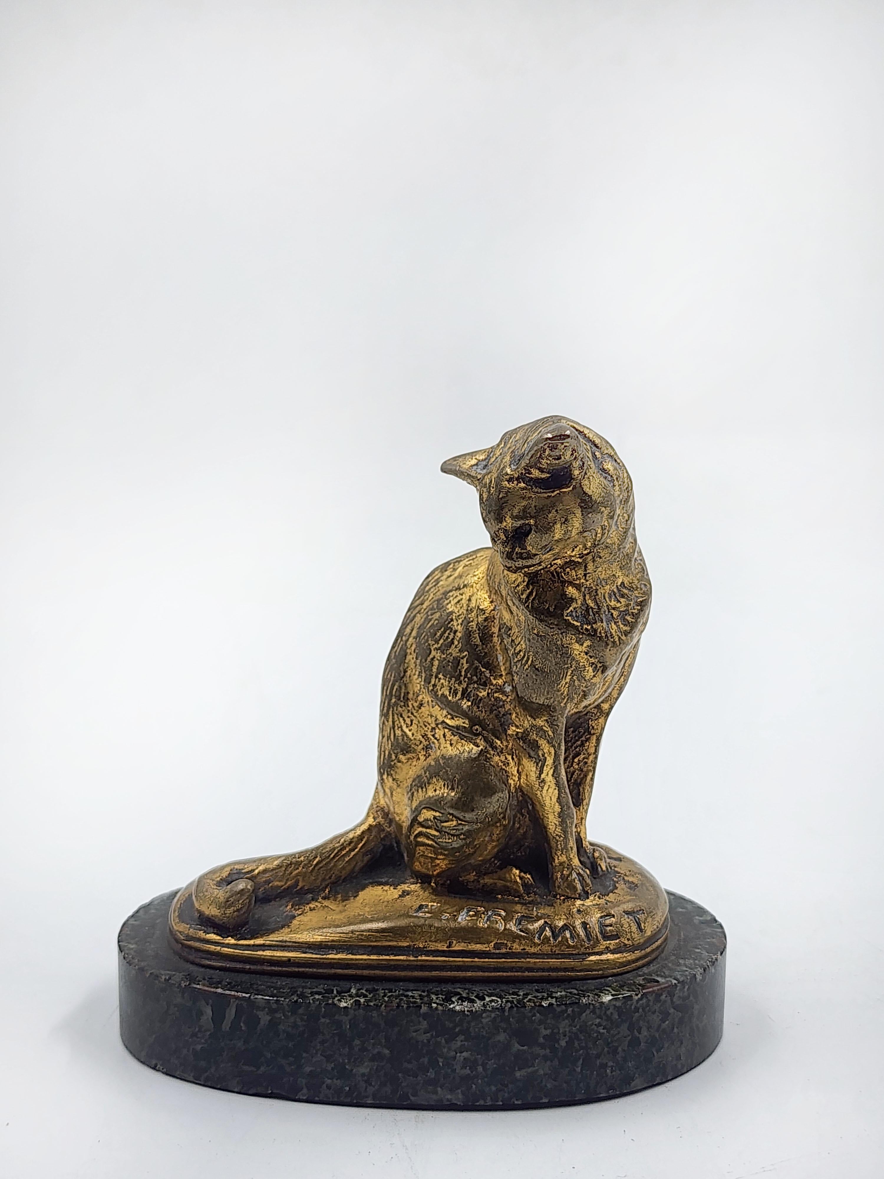 Français Figurine de chat en bronze d'Emmanuel Fremiet en vente