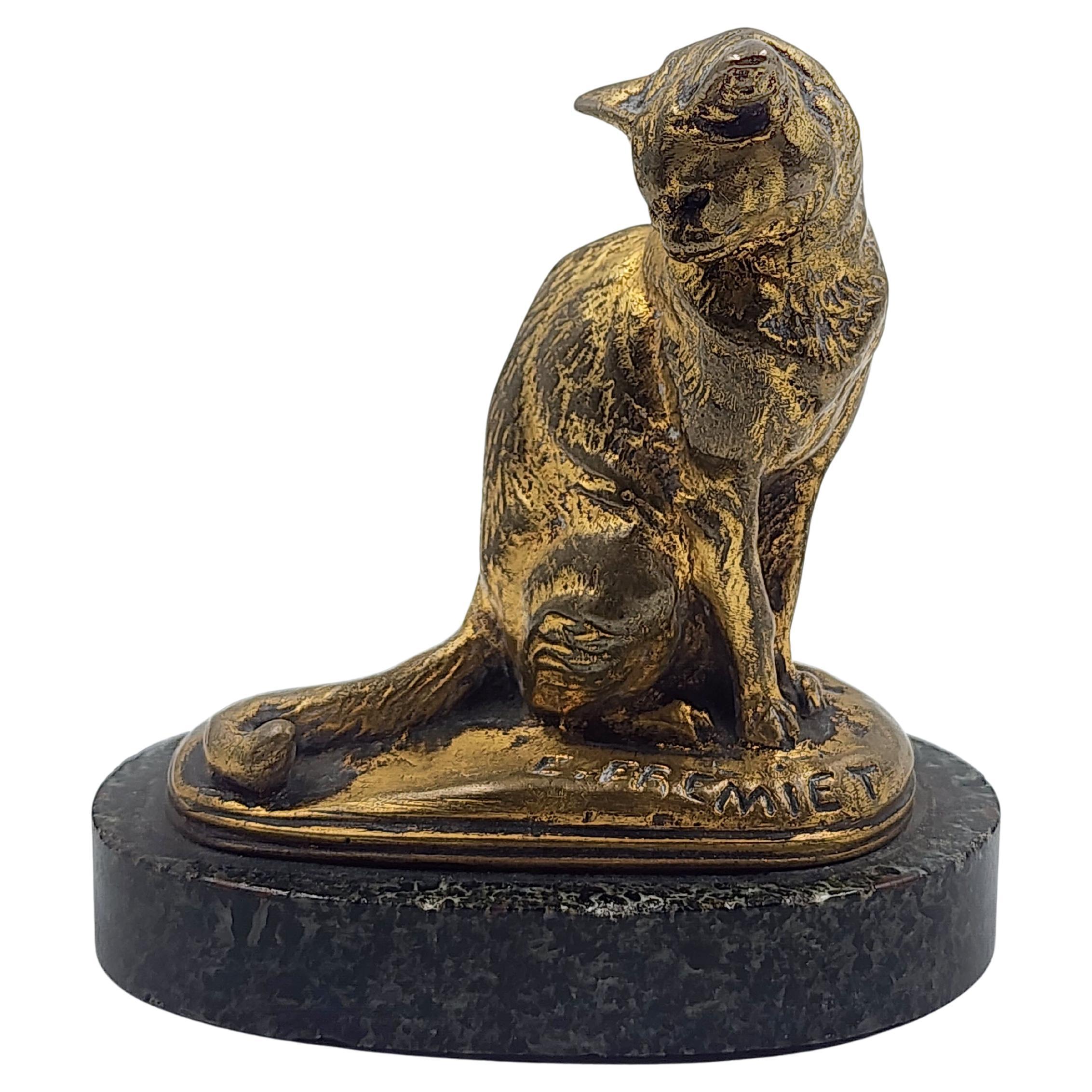Bronze Cat Figurine by Emmanuel Fremiet