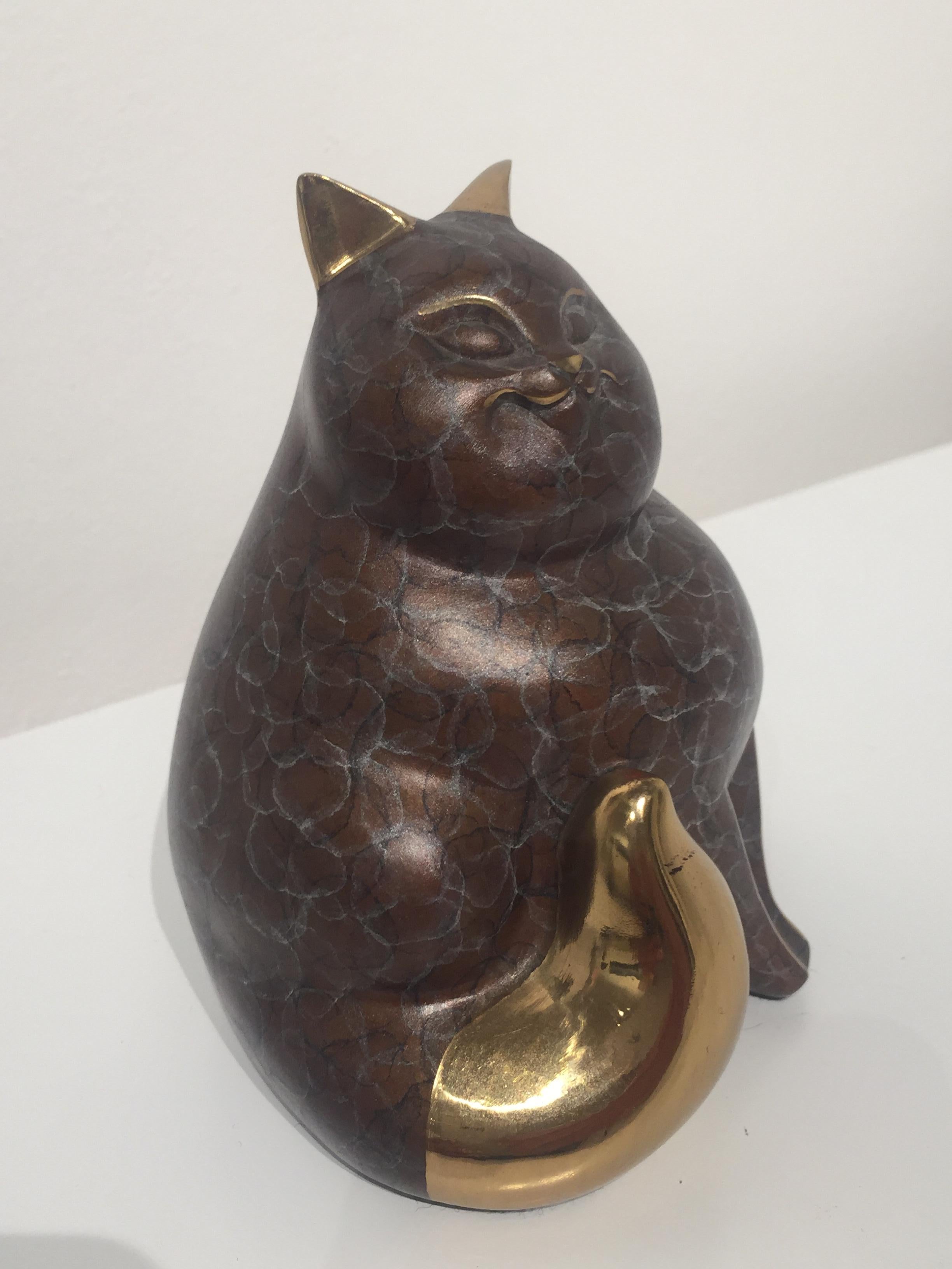 Bronze Cat Sculpture by Alexander Danel 443/1200 2
