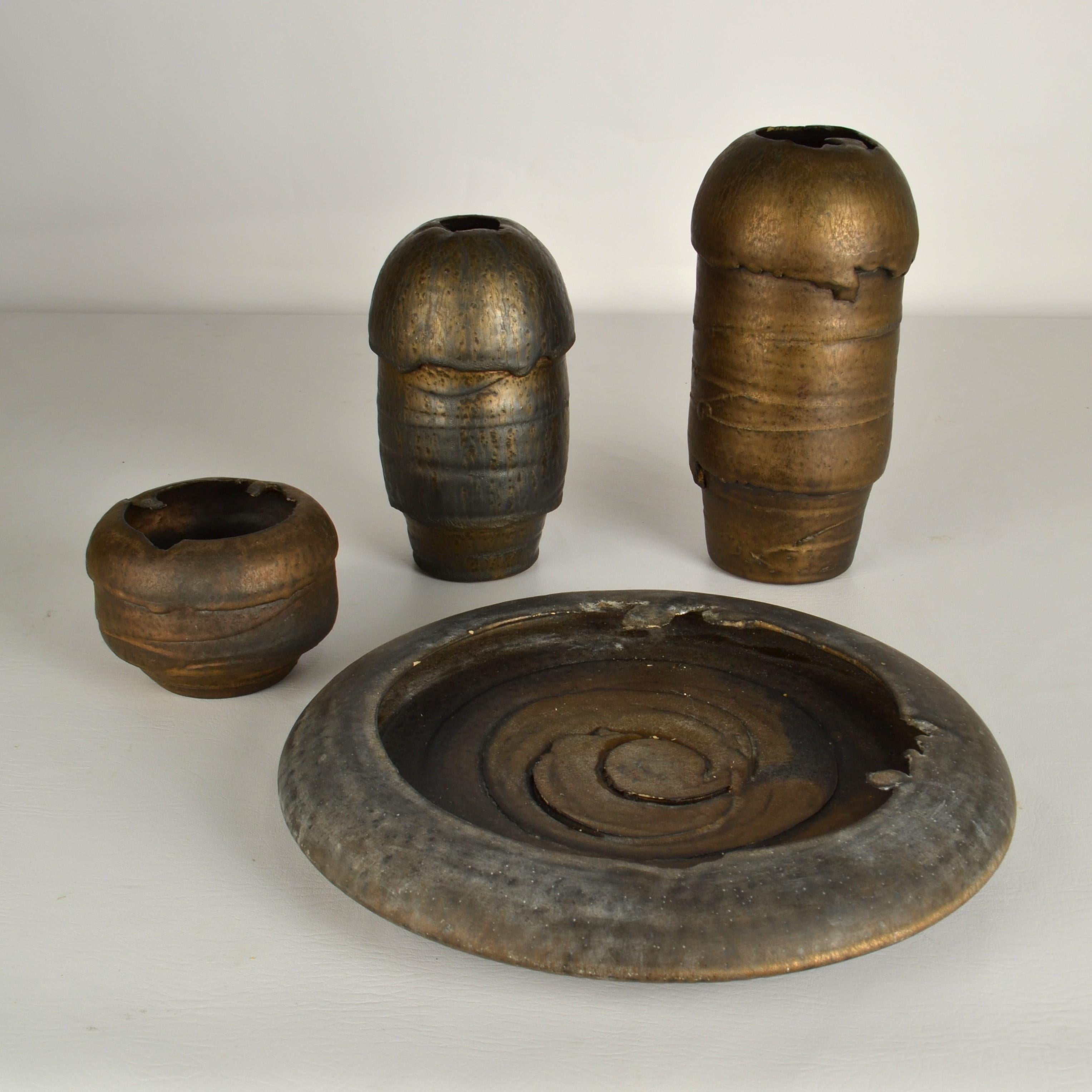 Mid-Century moderno Ciotola per frutta in ceramica di bronzo di Jaan Mobach in vendita