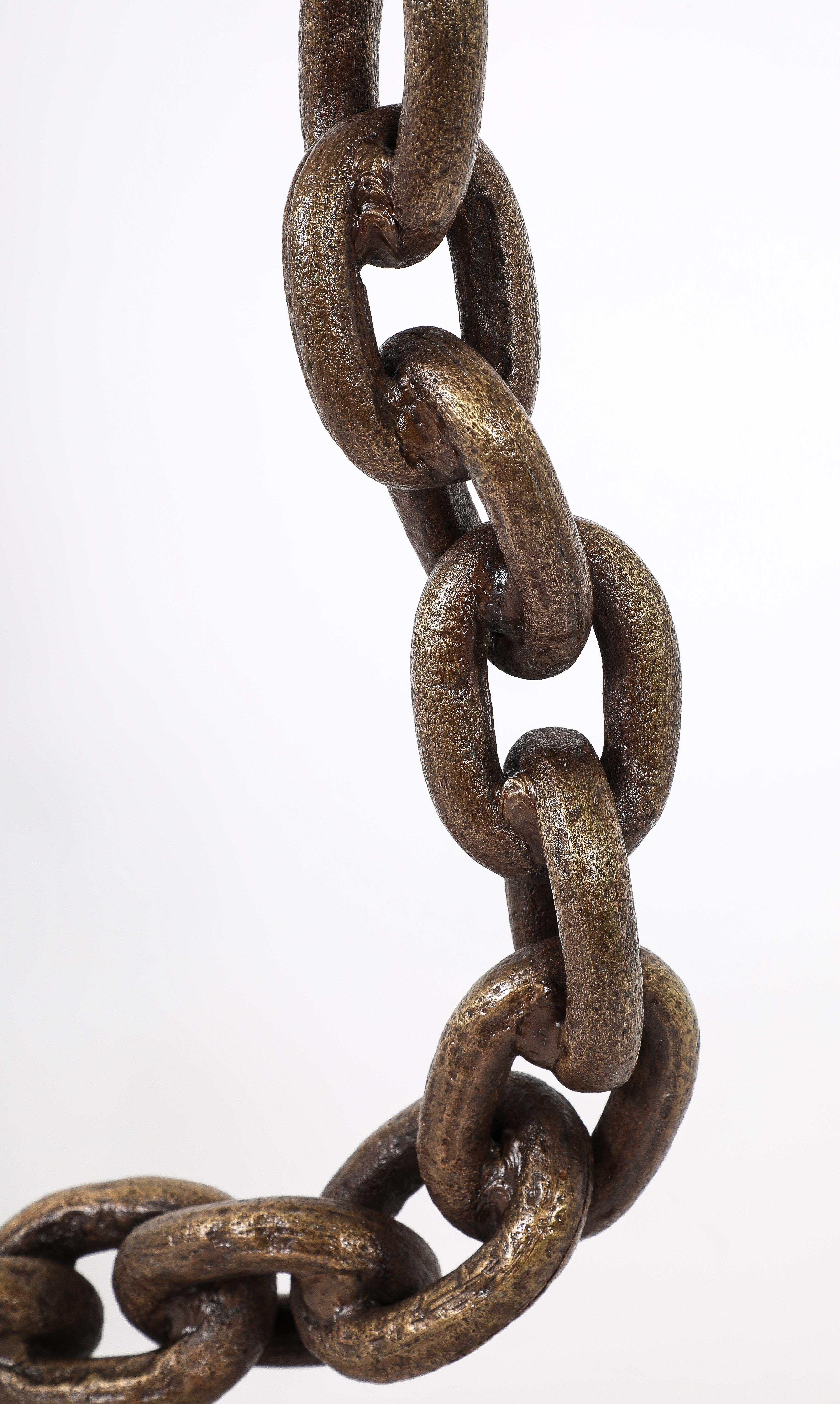 Bronze Chain Link Table Lamp, France 1950's For Sale 8