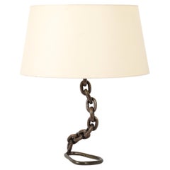 Bronze Chain Link Table Lamp, France 1950's