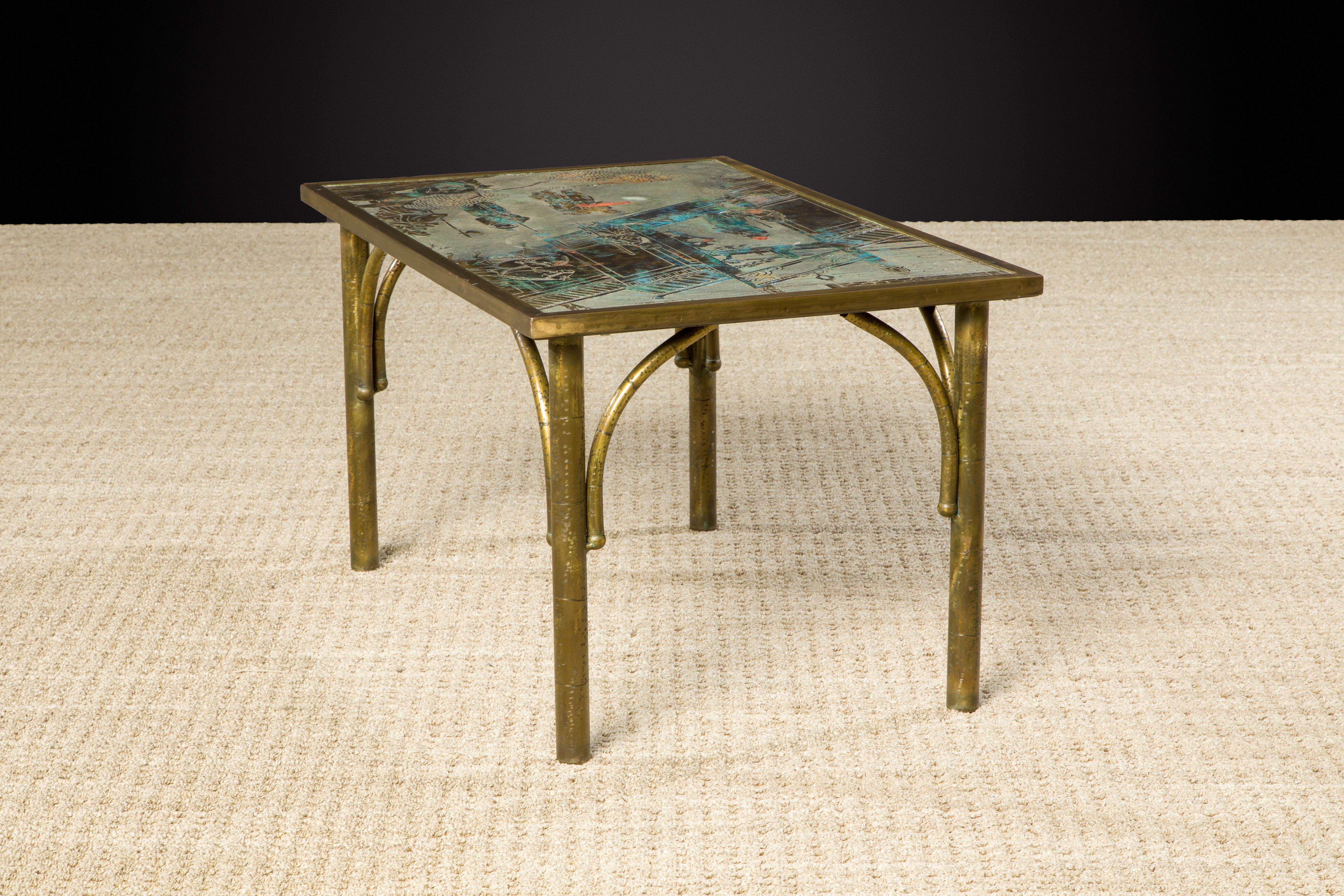 Bronze 'Chan' Coffee or Large End Table by Philip & Kelvin LaVerne, 1960s Signed For Sale 8