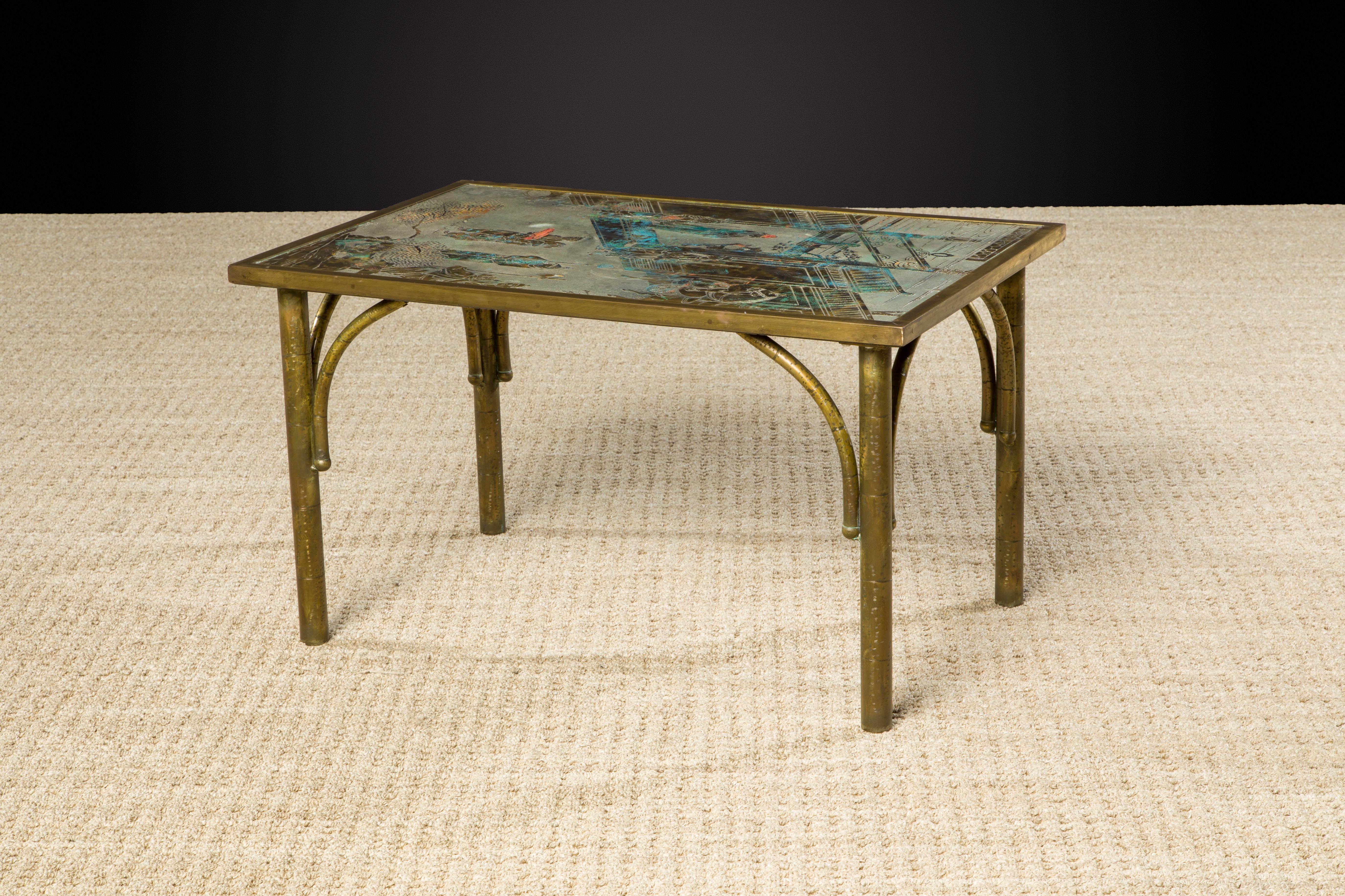 Bronze 'Chan' Coffee or Large End Table by Philip & Kelvin LaVerne, 1960s Signed For Sale 9