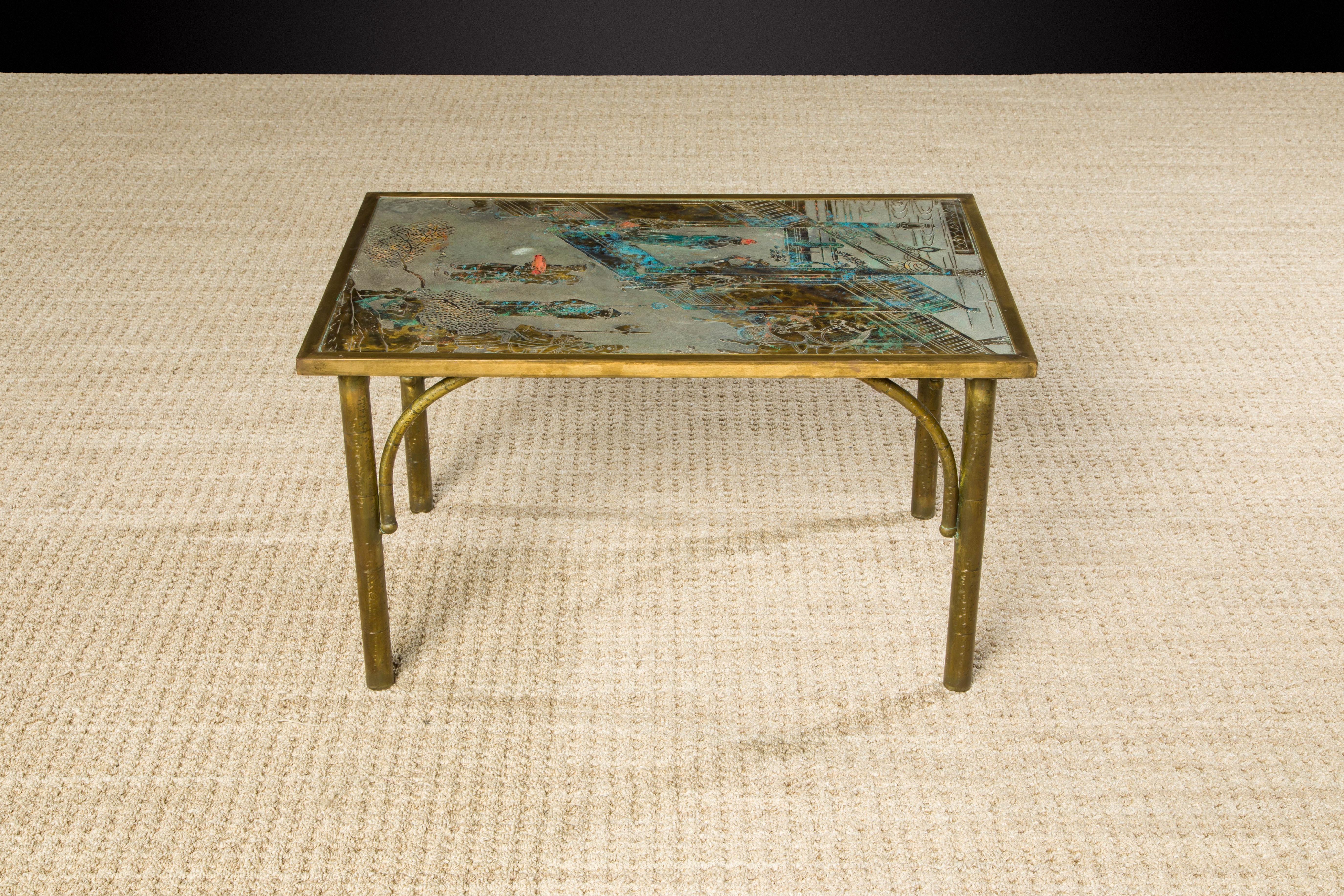 Bronze 'Chan' Coffee or Large End Table by Philip & Kelvin LaVerne, 1960s Signed For Sale 10