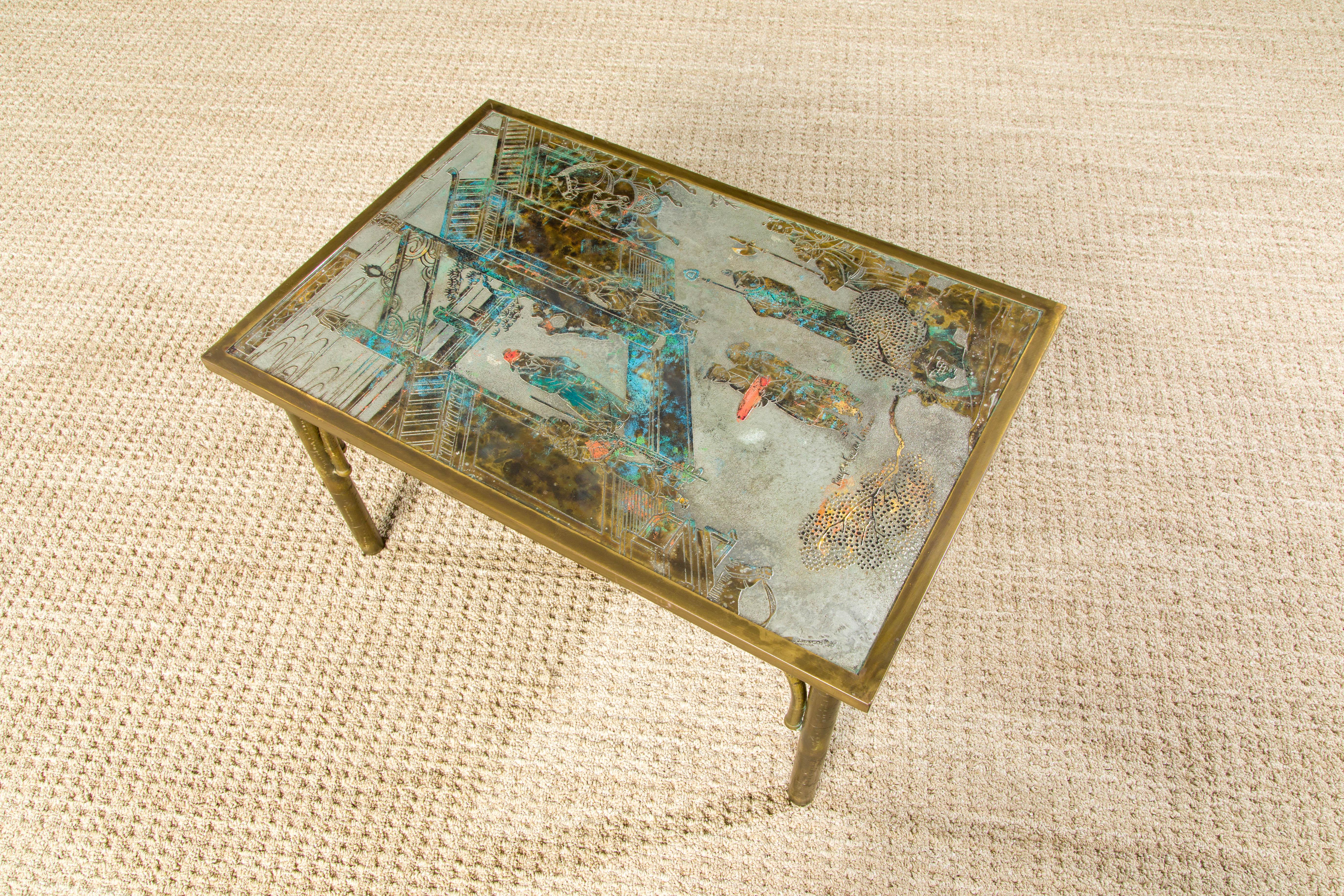 Bronze 'Chan' Coffee or Large End Table by Philip & Kelvin LaVerne, 1960s Signed For Sale 13