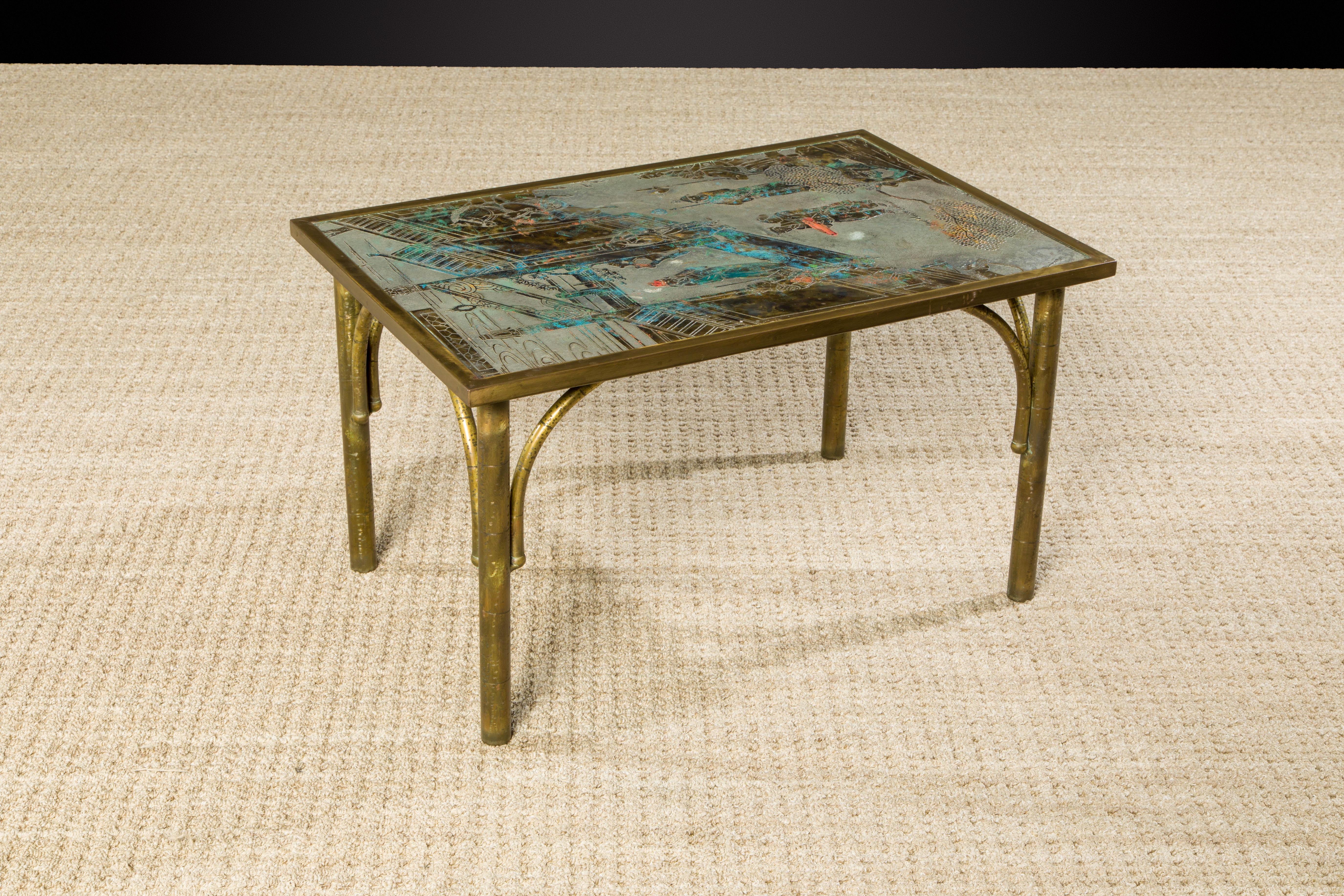 Bronze 'Chan' Coffee or Large End Table by Philip & Kelvin LaVerne, 1960s Signed In Good Condition For Sale In Los Angeles, CA