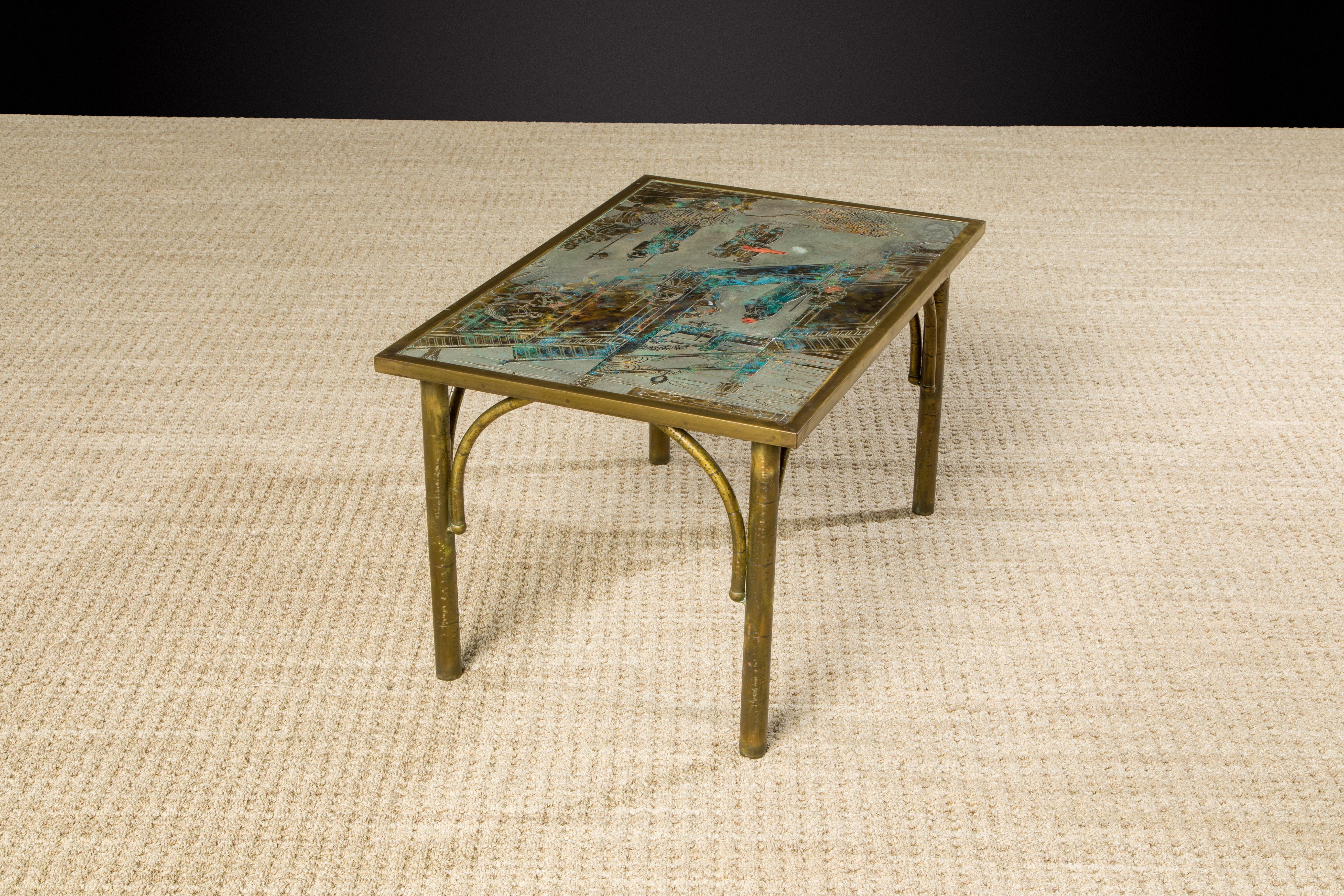 Mid-20th Century Bronze 'Chan' Coffee or Large End Table by Philip & Kelvin LaVerne, 1960s Signed For Sale