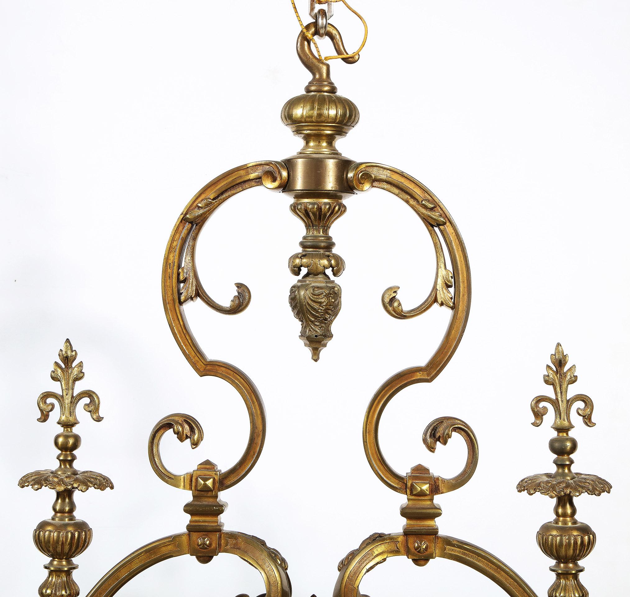 Bronze Chandelier In Good Condition For Sale In New York, NY