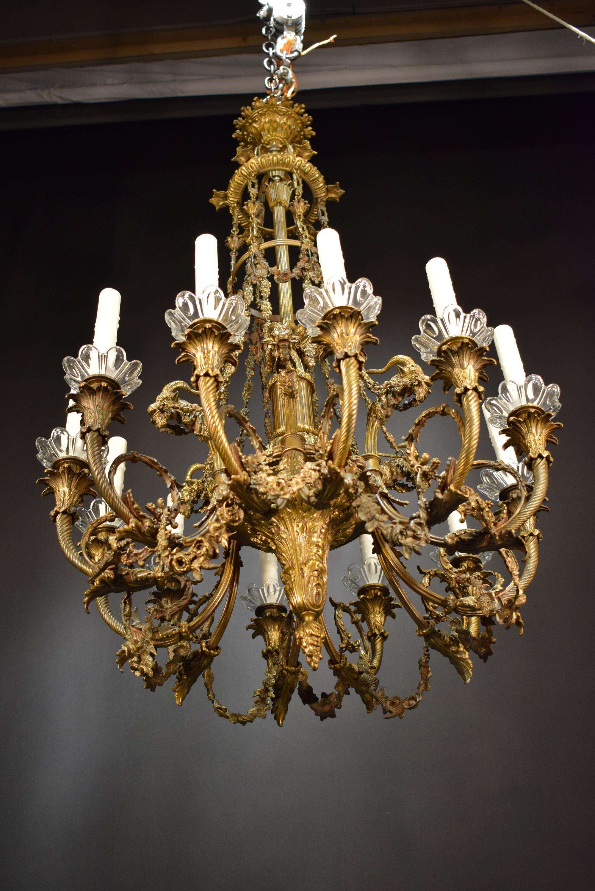 French Bronze Chandelier For Sale