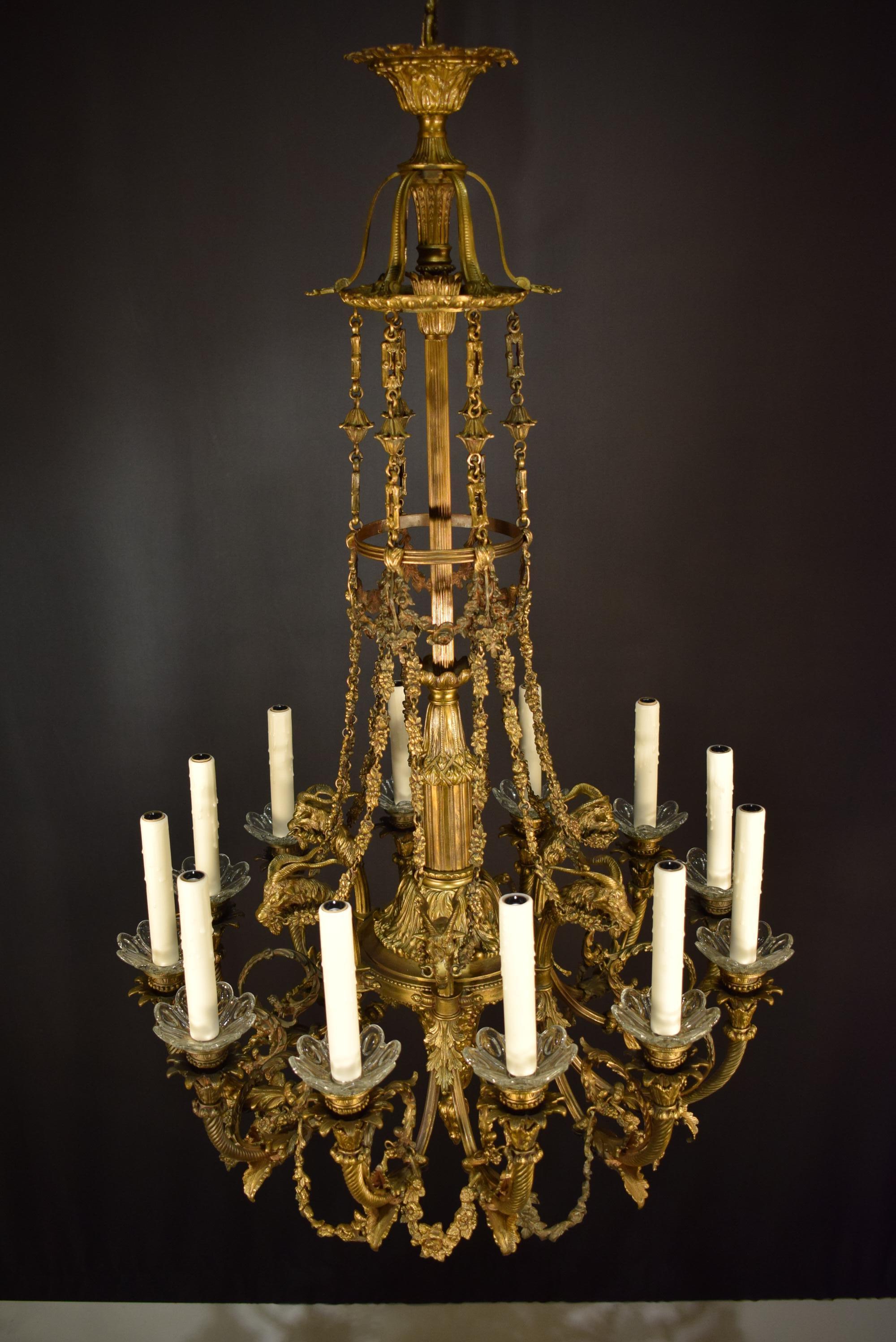 Early 20th Century Bronze Chandelier For Sale